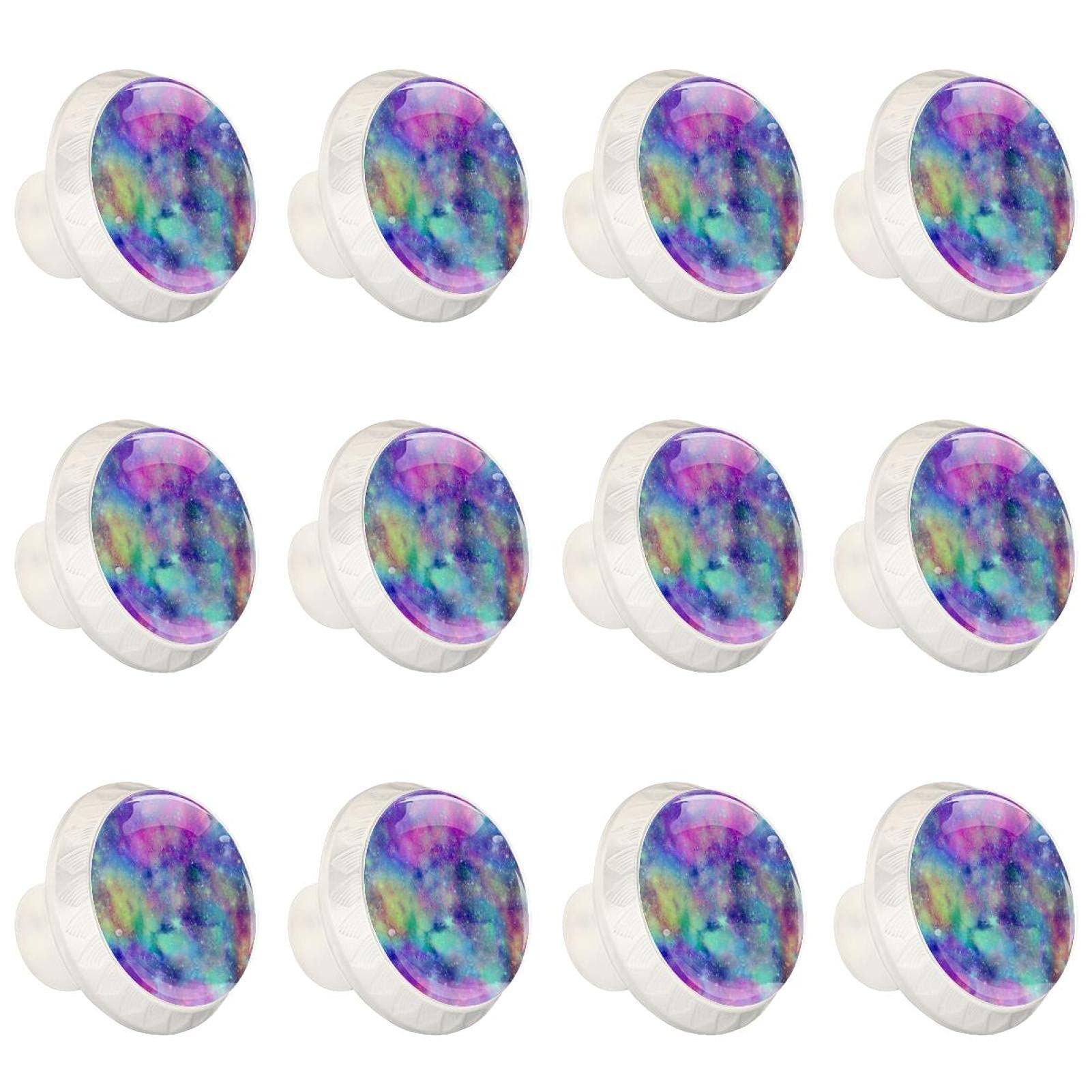 Boutons d'armoires de cuisine galaxie rose et bleu pour tiroir de commode enfant x12
