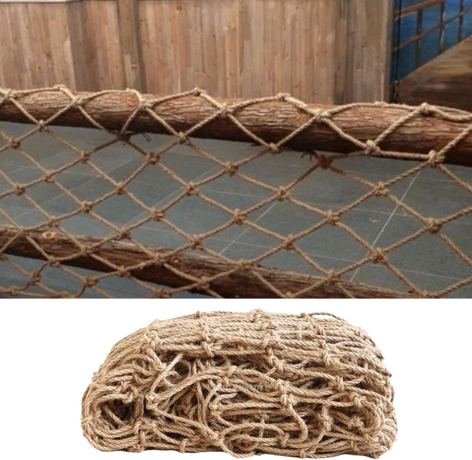 CALANDIS™ Hemp Ropes Net Practical Multipurpose Twine Net for Climb Plant Home Balcony Rope Thickness 4mm | Trellises | Garden Fencing | Yard, Garden & Outdoor Living