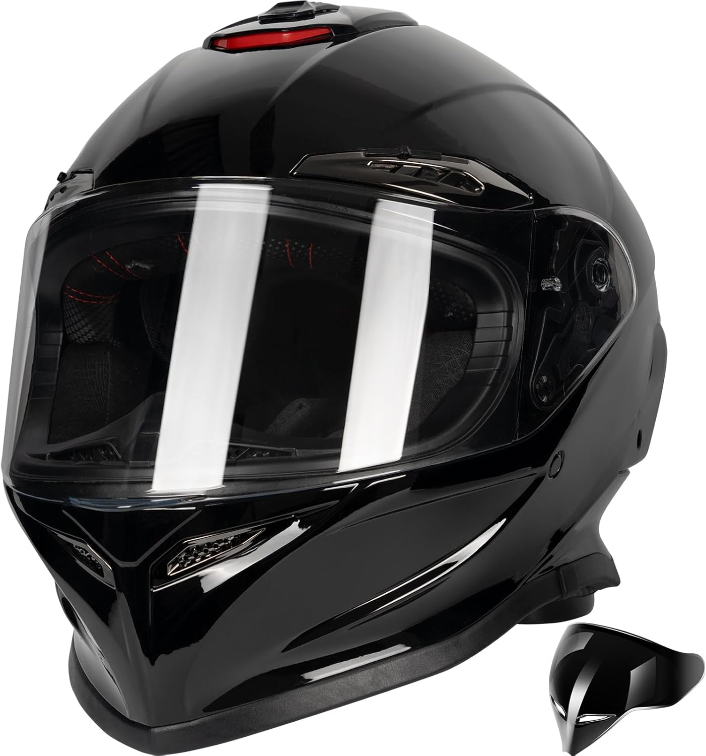 Full Face Helmet - Street Dirt Bike ATV Off-Road Racing Motorcycle Motocross Helmet with Transparent Visor- DOT Certified Light Black XL