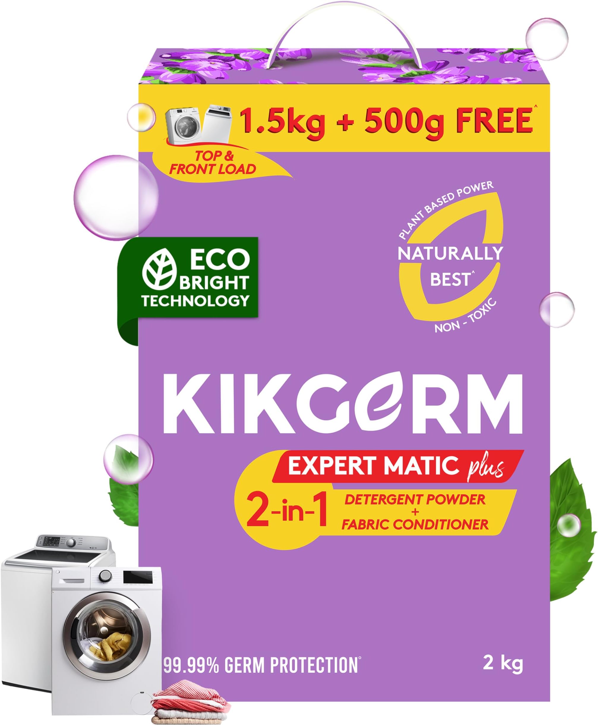2-in-1 ADVANCED Top & Front Load Detergent Powder + FABRIC CONDITIONER (2kg) | Tough Stain Removal + Soft Clothes | No Harmful Chemicals | Washing Machines Surf | (Rs. 90 DISCOUNT)