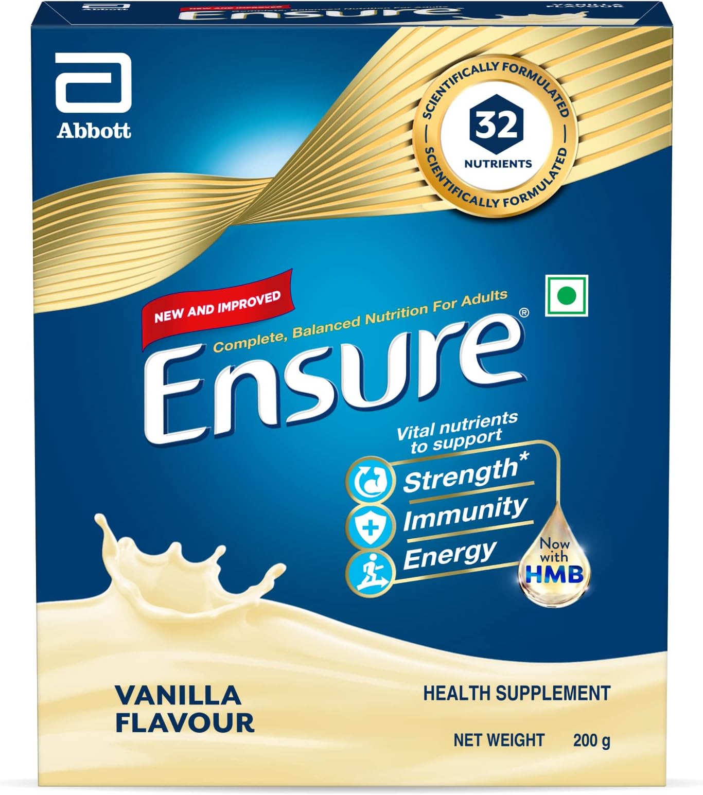 Complete, Balanced Nutrition Drink For Adults 200g, Vanilla Flavour, Now With A Special Ingredient HMB And 32 Essential Nutrients To Help Build & Protect Muscle Strength