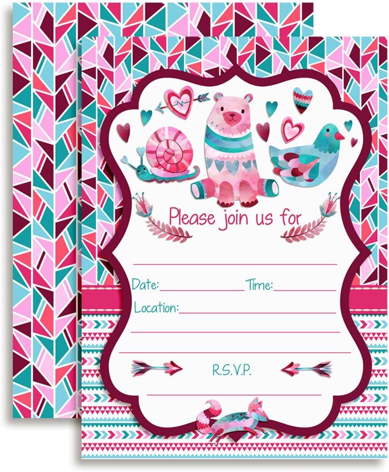 Amanda Creation Tribal Valentine Party Fill in Invitations set of 20 with envelopes