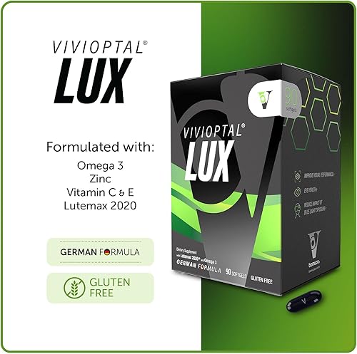 Miniatura 5 de Vivioptal Lux, 90 cápsulas blandas, vitaminas para adultos, mejora el rendimiento visual, Omega 3, zinc y vitamina C y E, multivitamínico y