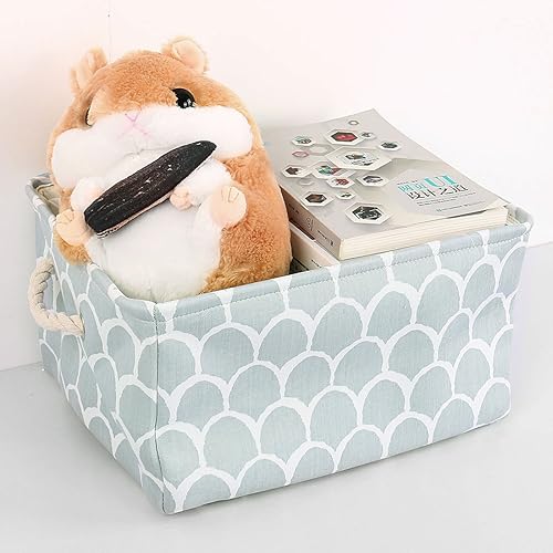 Miniatura 7 de uxcell Cesta de almacenamiento con asas de algodón, almacenamiento de tela con cierre de cordón para organizador de ropa, toallas, juguetes, cesta