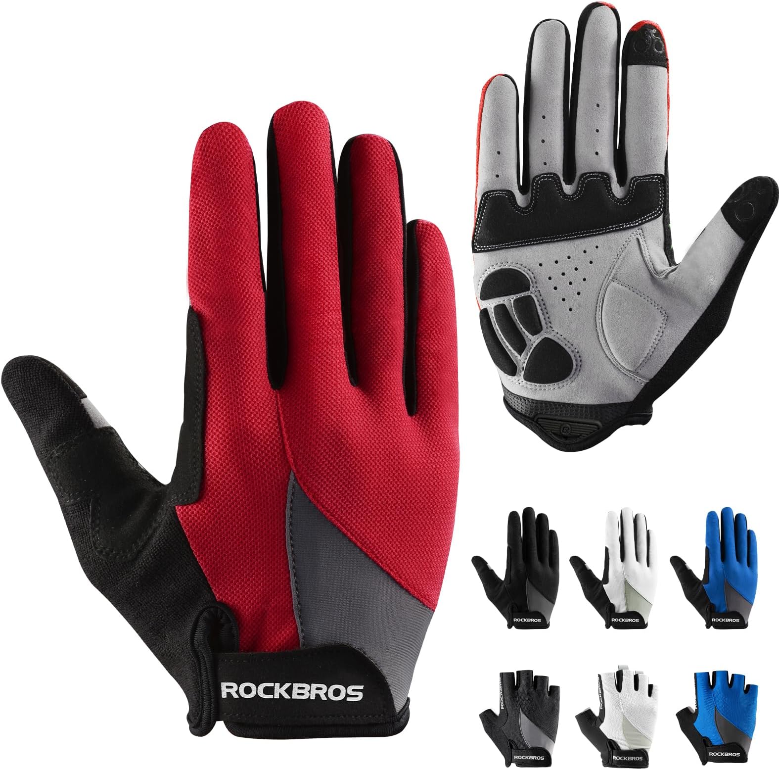 ROCKBROS Cycling Gloves for Men Women Breathable Gel Pad | Reduce Riding Pain, Breathable Mesh Keeps Hands Cool,Fits MTB Hiking Outdoor Work