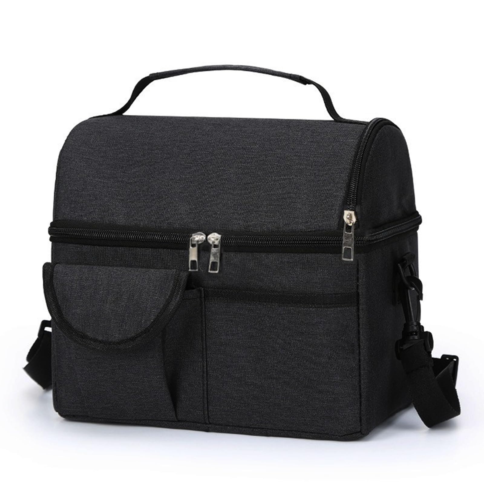 10L Bolsa termica porta Alimentos Bolsa Comida Trabajo con Dos Compartimentos y Correa Ajustable Bolsa Isotermica Nevera Portatil para Picnics Playa Camping Oficina Escuela (Negro)