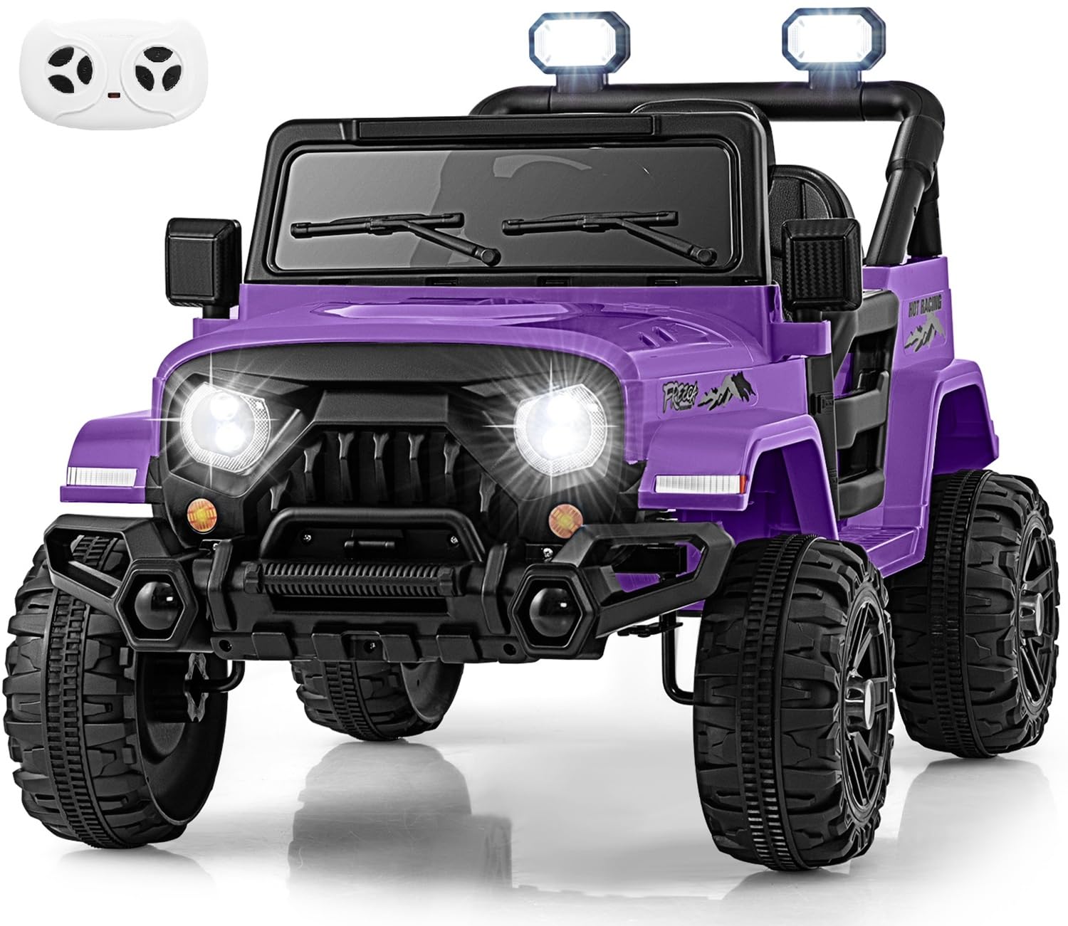 OLAKIDS Ride on Truck, 12V Battery Powered Electric Vehicle for Kids with Remote Control, Bluetooth, Power Display, LED Lights, Music Player, Ride on