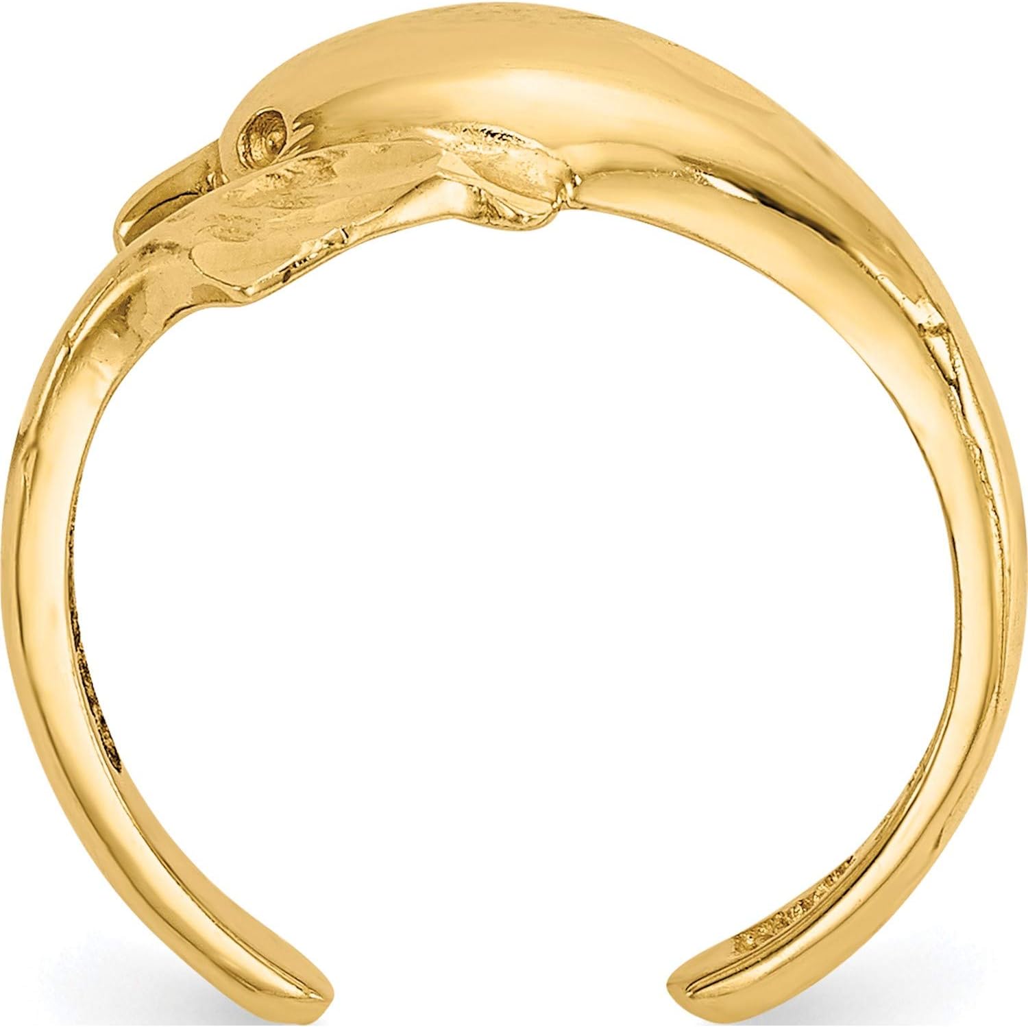 14K Yellow Gold Polished And Diamond-Cut Dolphin Toe Ring - Jewelry By Sweet Pea
