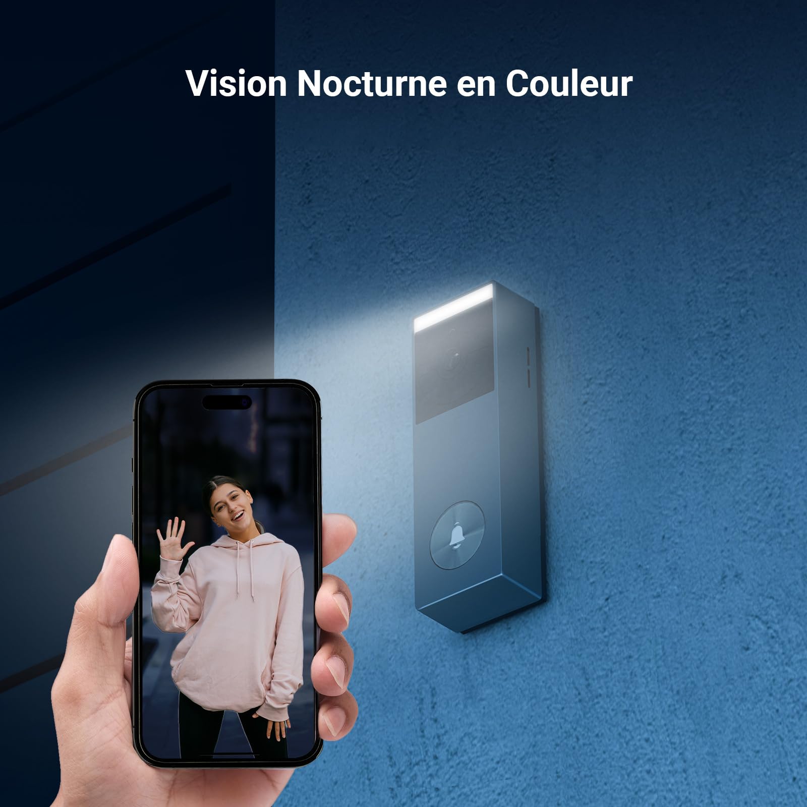 EZVIZ Sonnette Vidéo sans Fil avec Caméra 2K, Sonnette Extérieur avec Panneau Solaire & Batterie,Vision Nocturne Couleur, Détection de Personnes, Vue Ultra Large, Stockage eMMC 8 Go,CP3 Pro et CH1 Kit