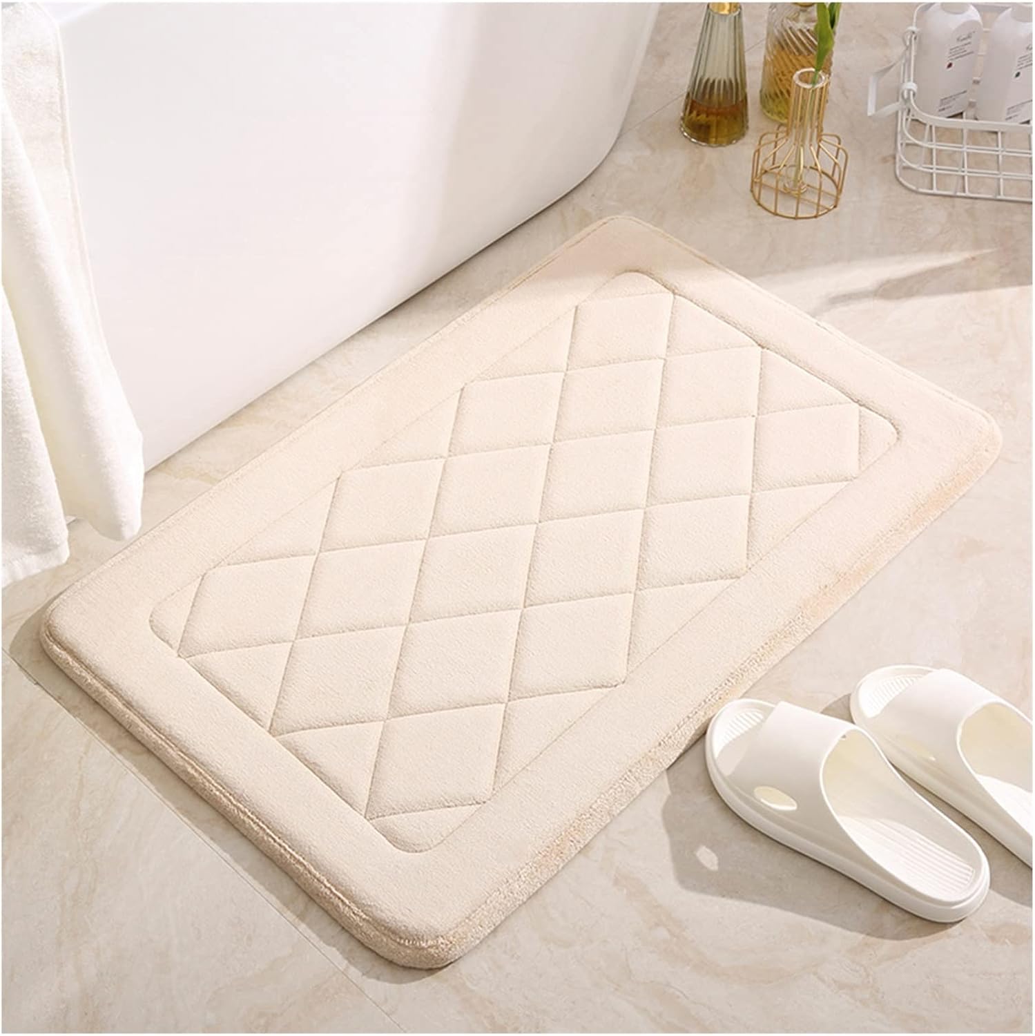 Bath Mat Soft Bath Mat Quick Dry Bath Mat Memory Foam Bath Mat Washable Non-Slip Backing Sbr 19mm Thick Bath Mat for Bathtub