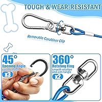 Vista 4 de Correa de Amarre para Perro - Cadena de Perro Resistente para Patio, Correa y Amarre al Aire Libre Azul/Morado/Verde/Rosa, 3.05/4.57/6.10/9.14Mts