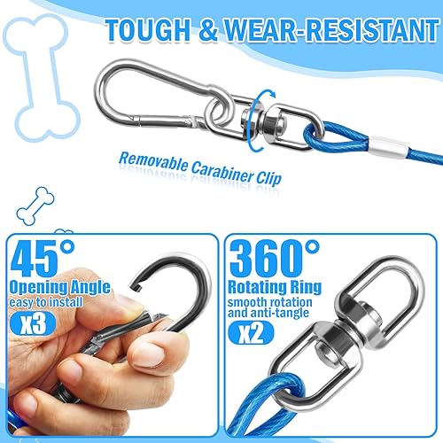 Miniatura 4 de Cable de amarre para perros, cadena resistente para perros, para patio, azulmorado, verderosa, correa y correa para exteriores, 10152030 pies,