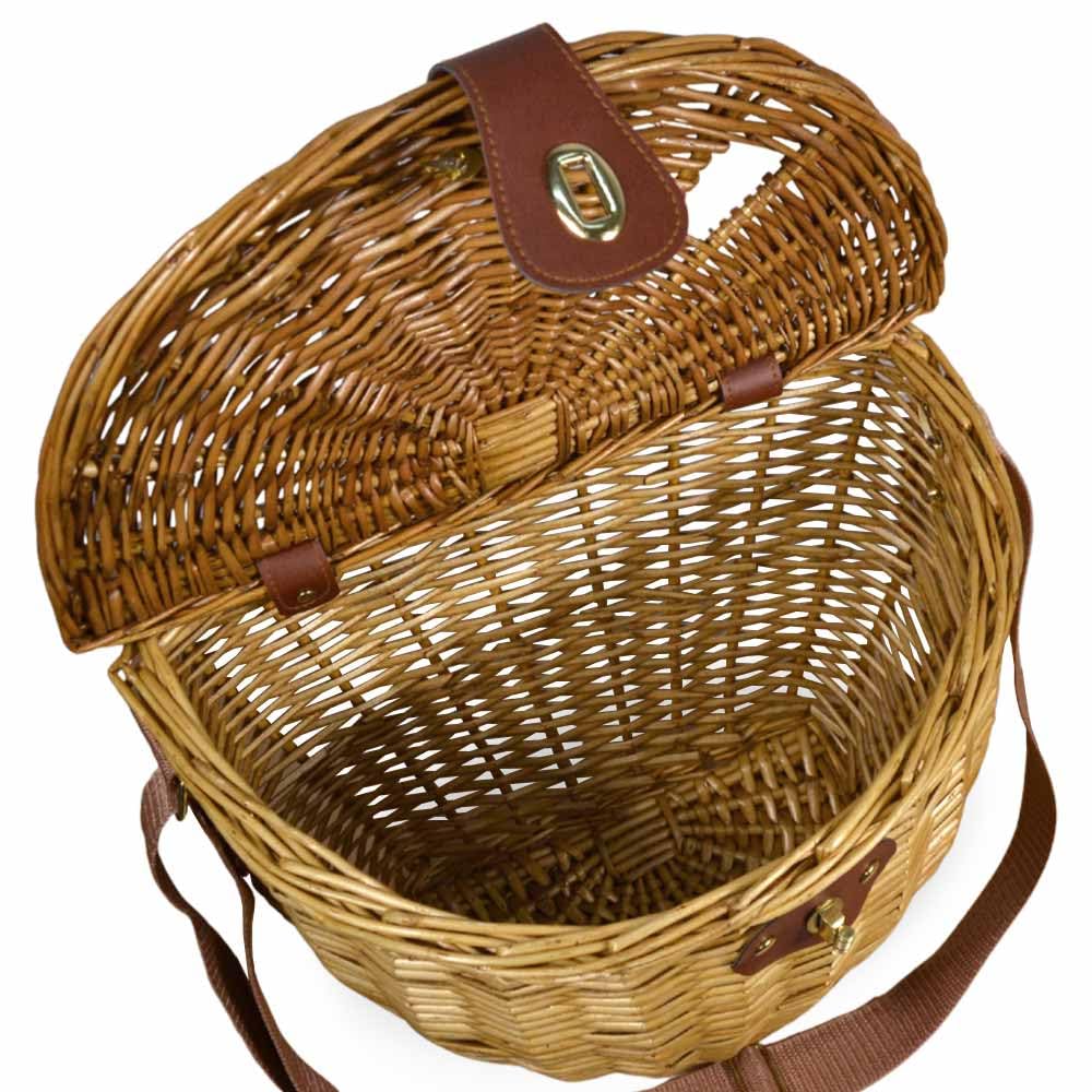 Cesto cestino Stive in vero Vimini con Coperchio e Tracolla 36 x 21 x h 30 cm