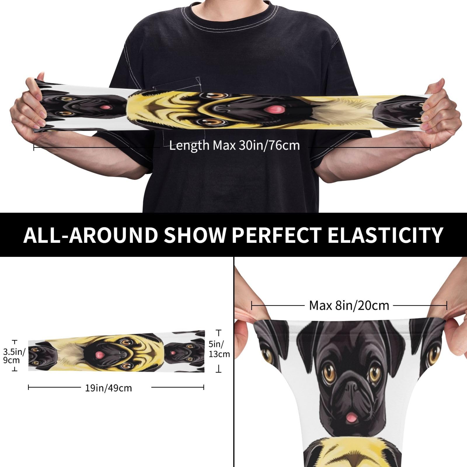 RLDOBOFE UV Sun Protection Arm Sleeves Black Yellow Pug Compression Sleeves Cooling Arm Sleeves for Men Women Gardening Sleeves