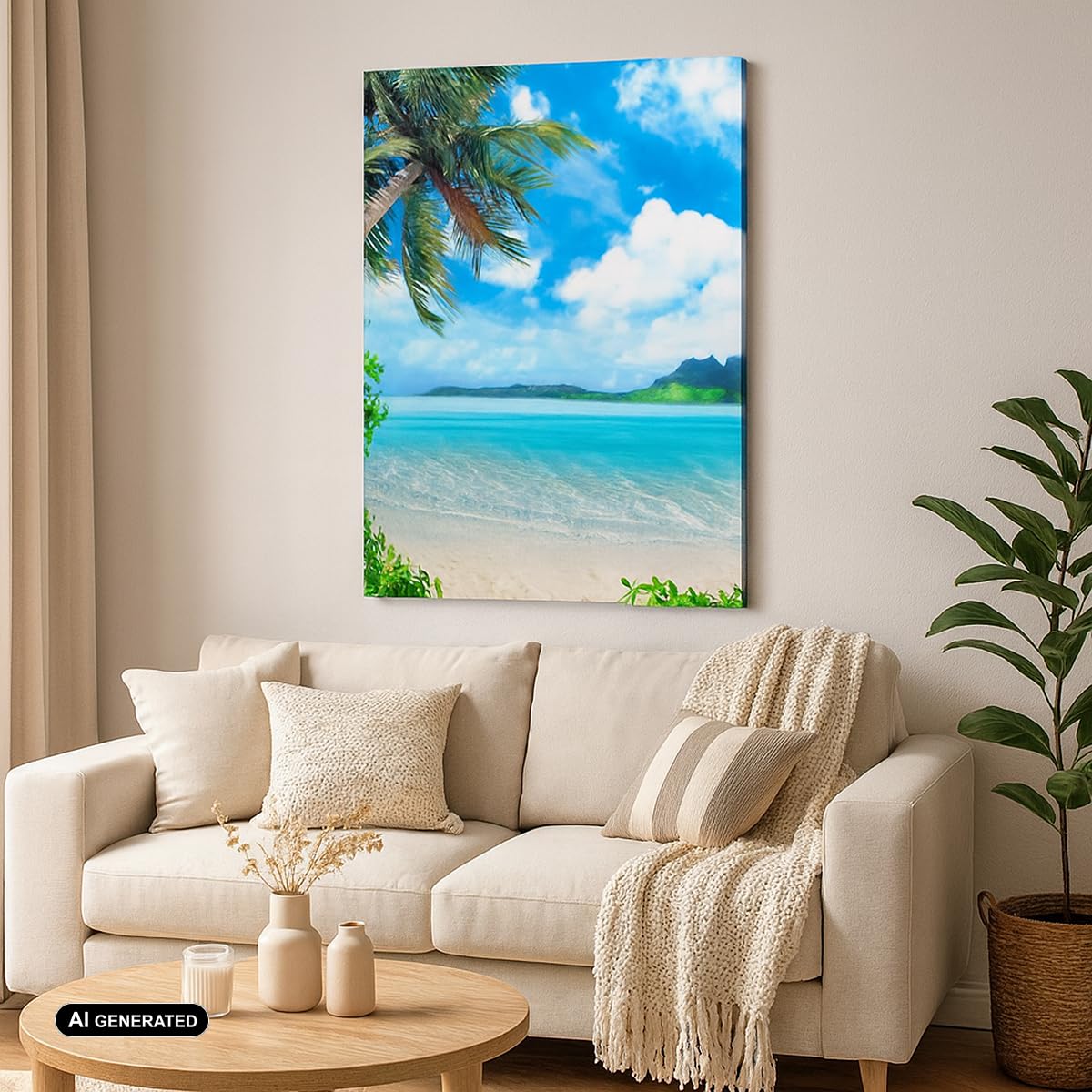 ARTTOR Moderno Quadro su Tela 50x70 cm Verticale Paesaggi Marino - 2528