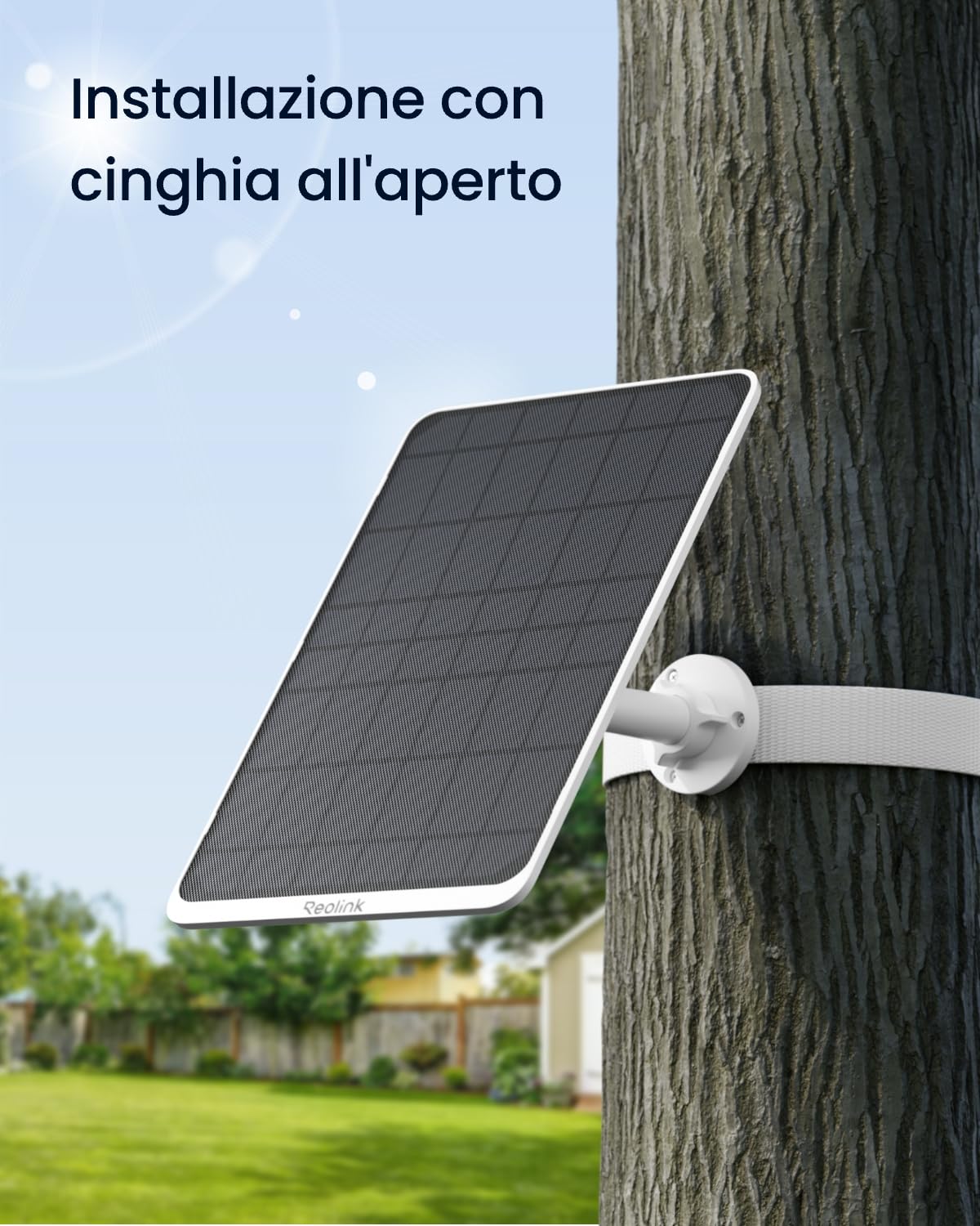 Reolink Pannello Solare da 12W per Telecamera di Sicurezza Wireless da Esterno, con Cavo da 4 Metri e Staffa Regolabile a 360°, Colore Bianco, Resistente alle Intemperie IP65