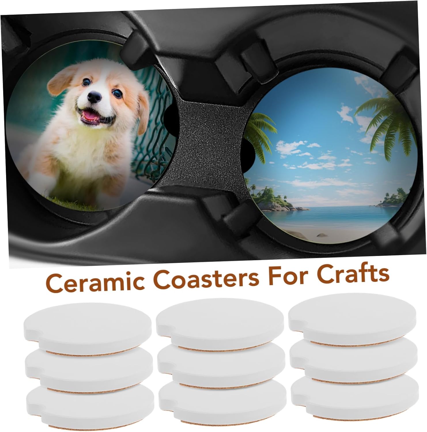 Luxshiny 24pcs Blank Ceramic Car for Sublimation -Friendly for Car Cup Holders Elegant Non- Finish for Personal Use