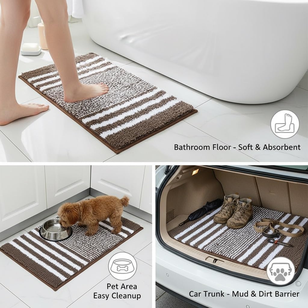 Luxury Non Slip Washable Bath Mats for Bathroom Super Absorbent Quick Dry Microfiber Rugs Soft Plush Comfort for Shower