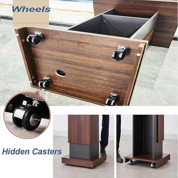 Medium Wood Lectern Podium for Church, Floor Standing Speaking Podium Slanted Top w/ 4 Rolling Wheels, 2.3 x 4 ft