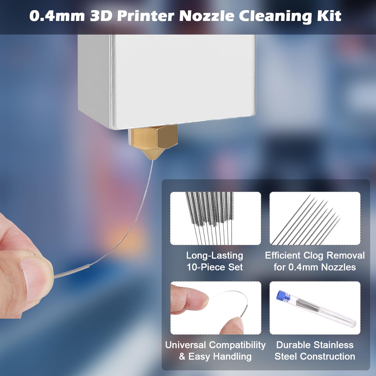 Fentar Zestaw Hotend do Anycubic Kobra 3, część zamienna i ulepszenie drukarki 3D, kompatybilny z Kobra 3 Combo z 3 mosiężnymi dyszami 0,4 mm, 10 igieł do czyszczenia