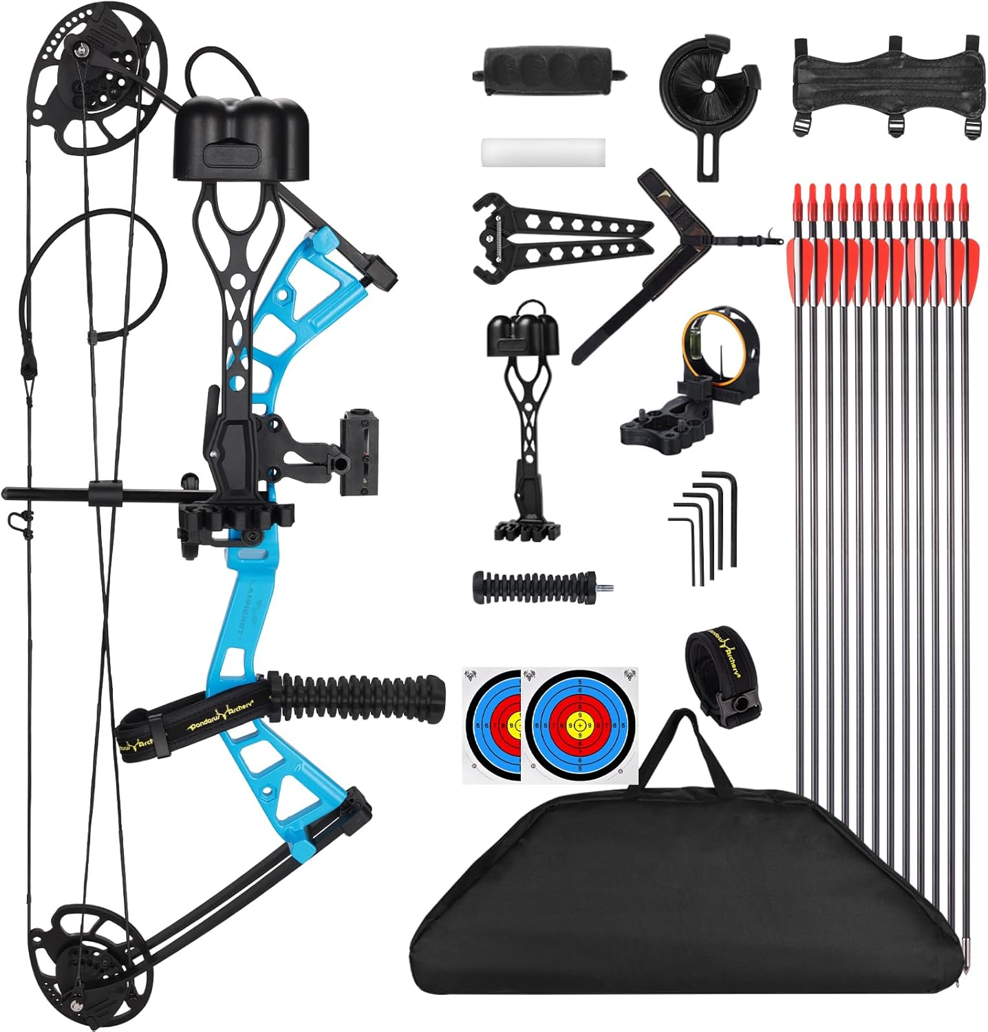 Lanneret Youth Compound Bow Package for Youth & Kids,Beginners and Women,10-40 Lbs Draw Weight,16"-28" Draw Length,290fps，Compound Bow Kit for Beginner
