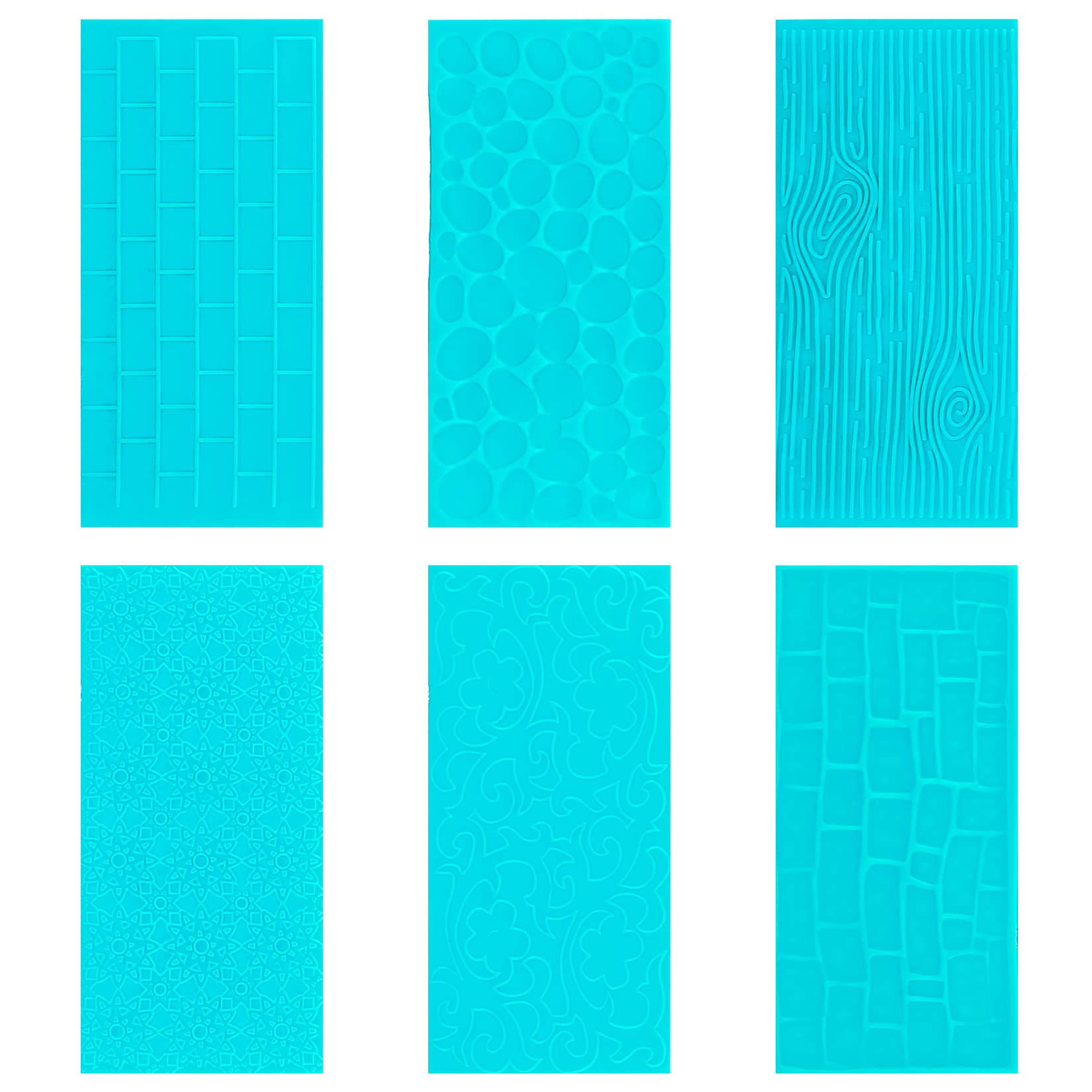 Set de 6 Embosseurs en Plastique pour Gâteaux - Tapis de Gaufrage à Motifs