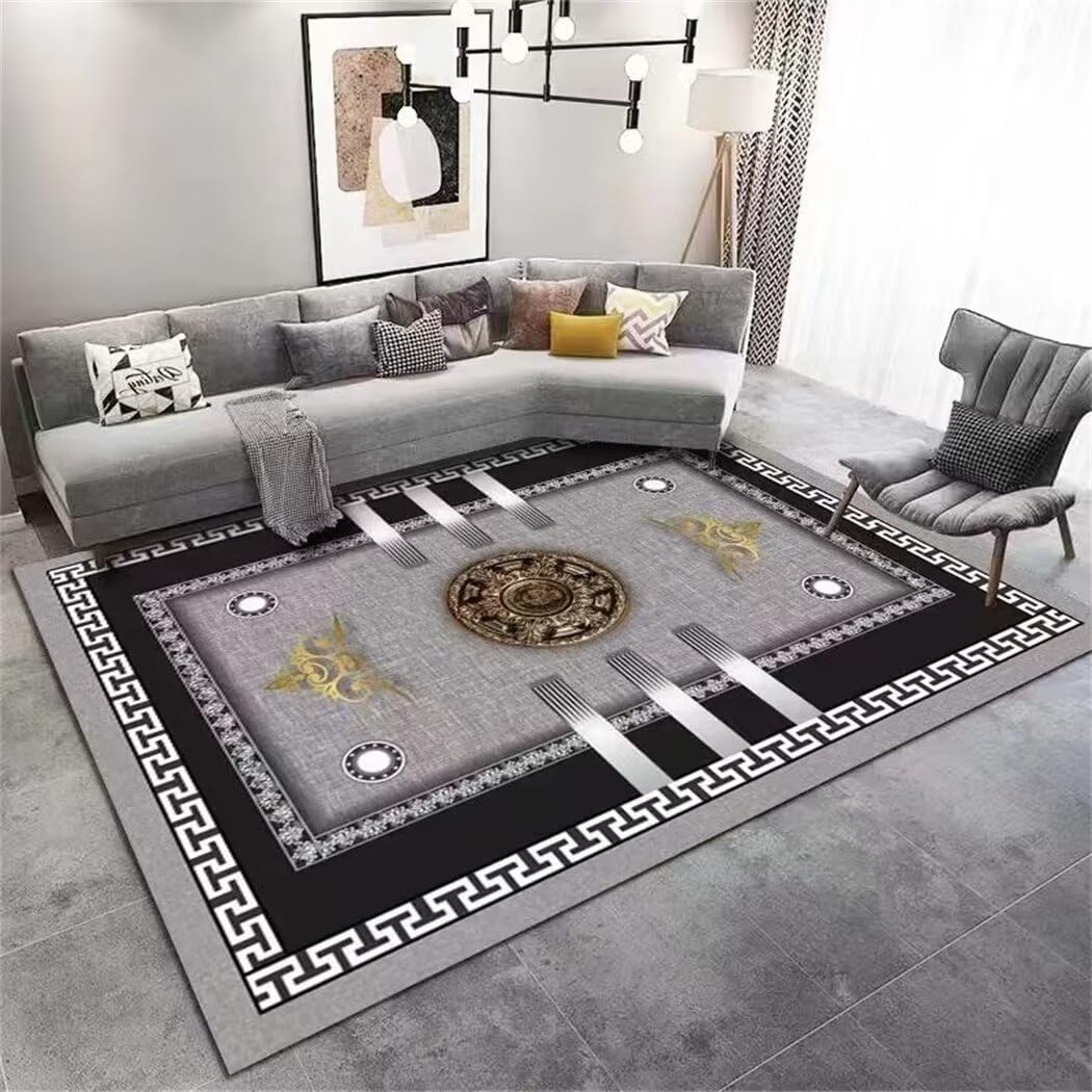 Tapis antidérapant à poils courts gris 180x250cm pour une sécurité optimale au salon