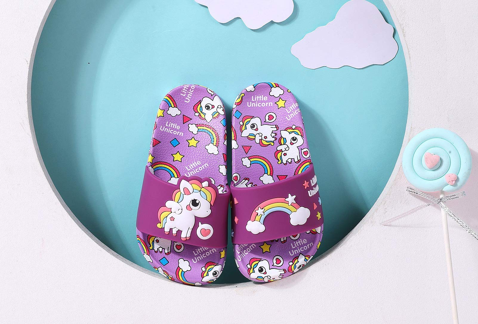 Chanclas para Niñas Sandalias de Baño Antideslizantes Unicornio