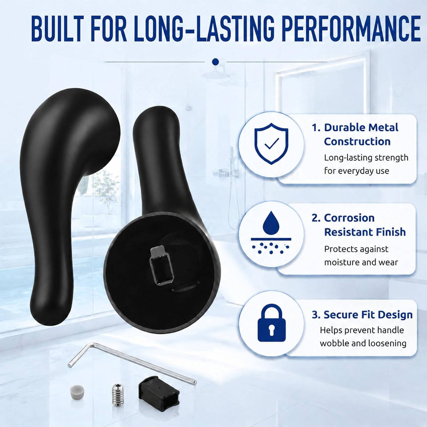 Shower Handle Replacement Compatible with American Standard M962160-0020A | Single Lever Shower Faucet Handle Kit for Pressure Balance Bath & Shower, Matte Black Finish, Easy DIY Replacement