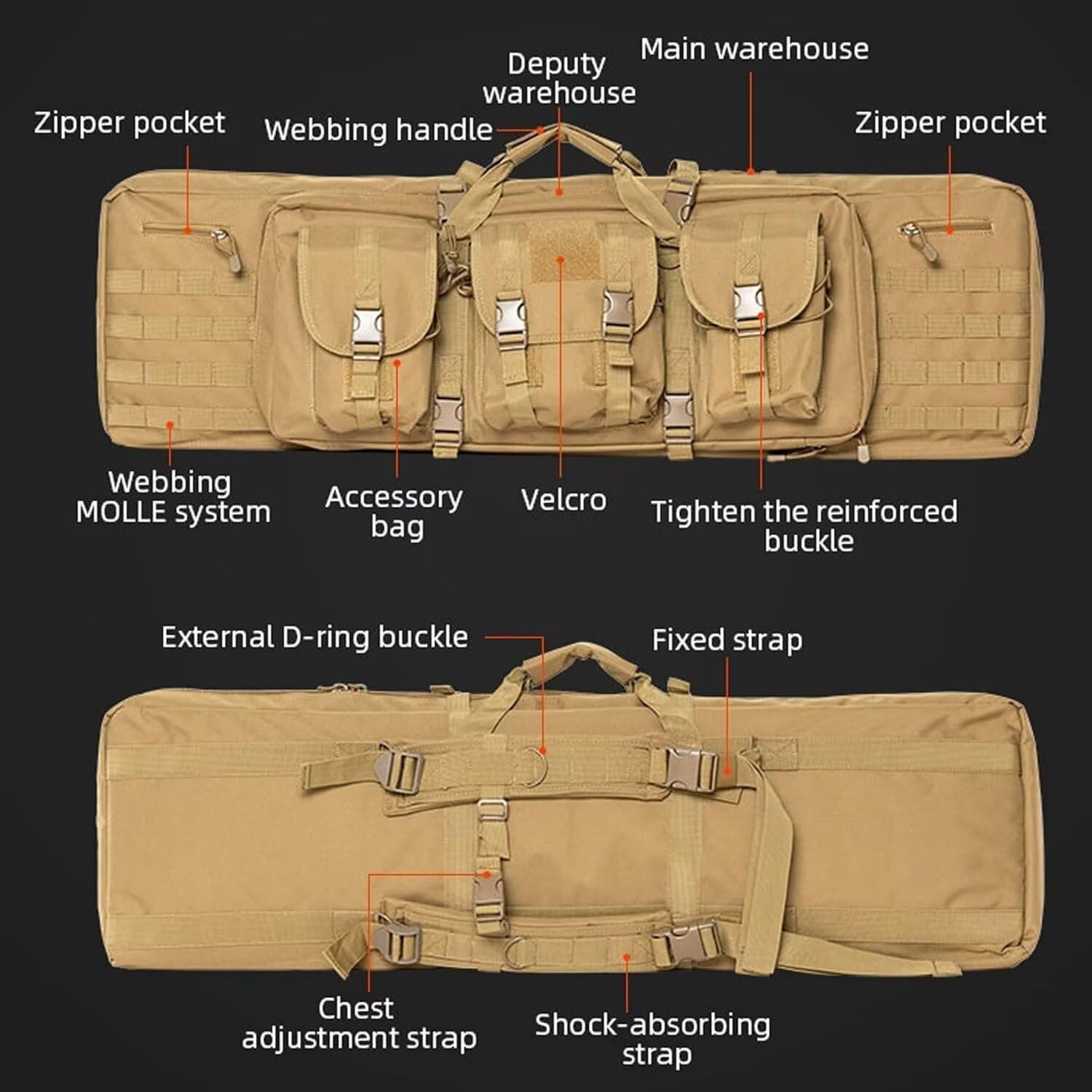 Générique Housse De Transport Airsoft, Étui Doubles Fusils De Chasse ​Rembourée Sac pour Fusils À Air/Fusils De Chasse Port De Tir Sports,Sac Tactique Militaire