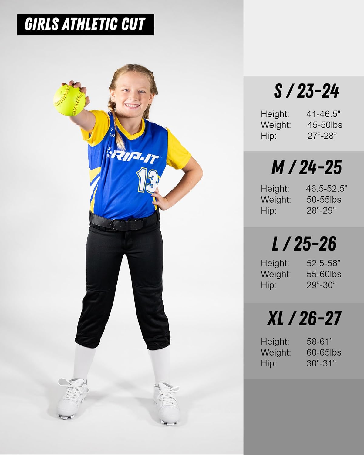 RIP-IT Revolution Girls Softball Pants - Athletic Cut - Image 2