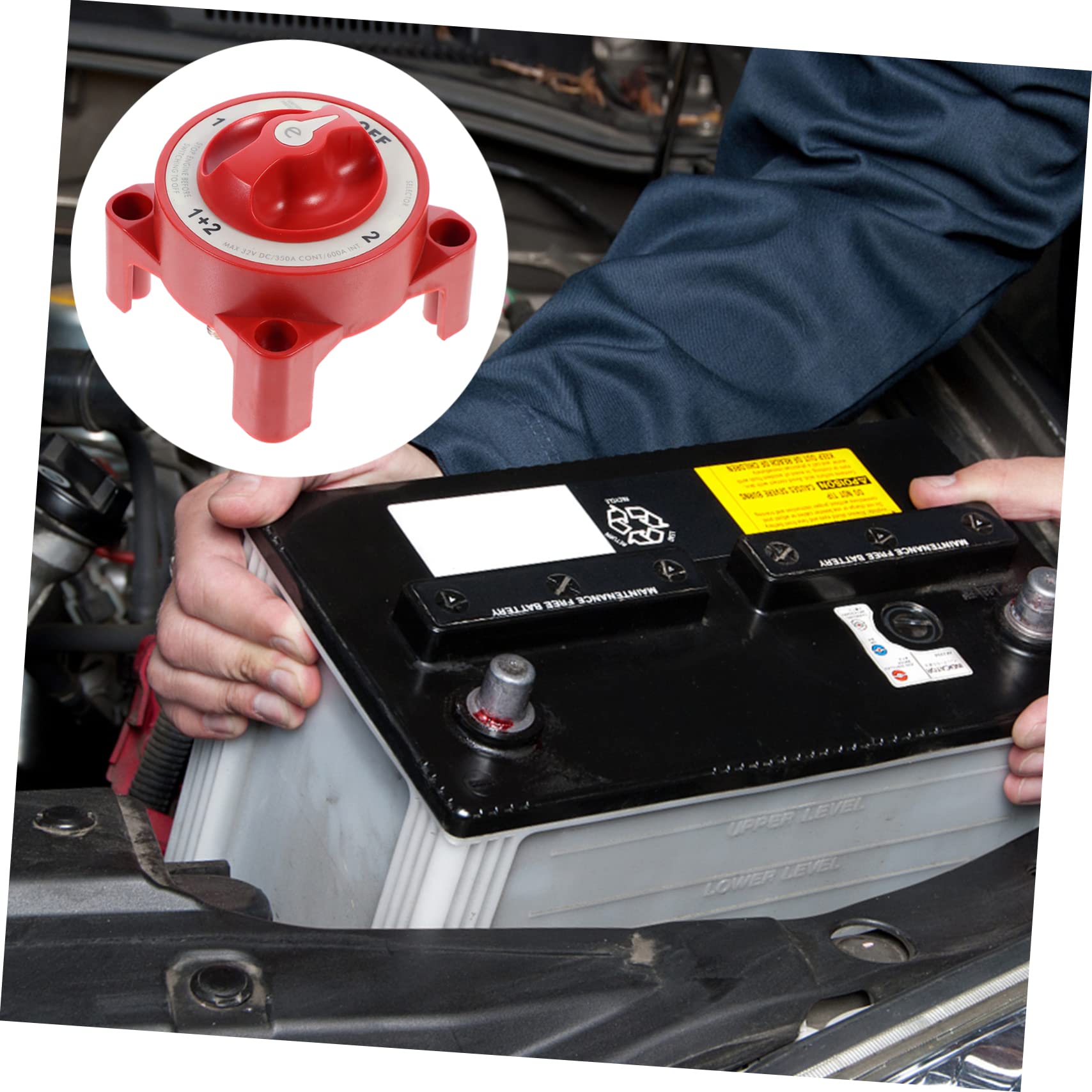 Anneome Practical Disconnect Cut off Power for Car Battery 600a Isolator Outdoor Disconnect Auto Shut off Red