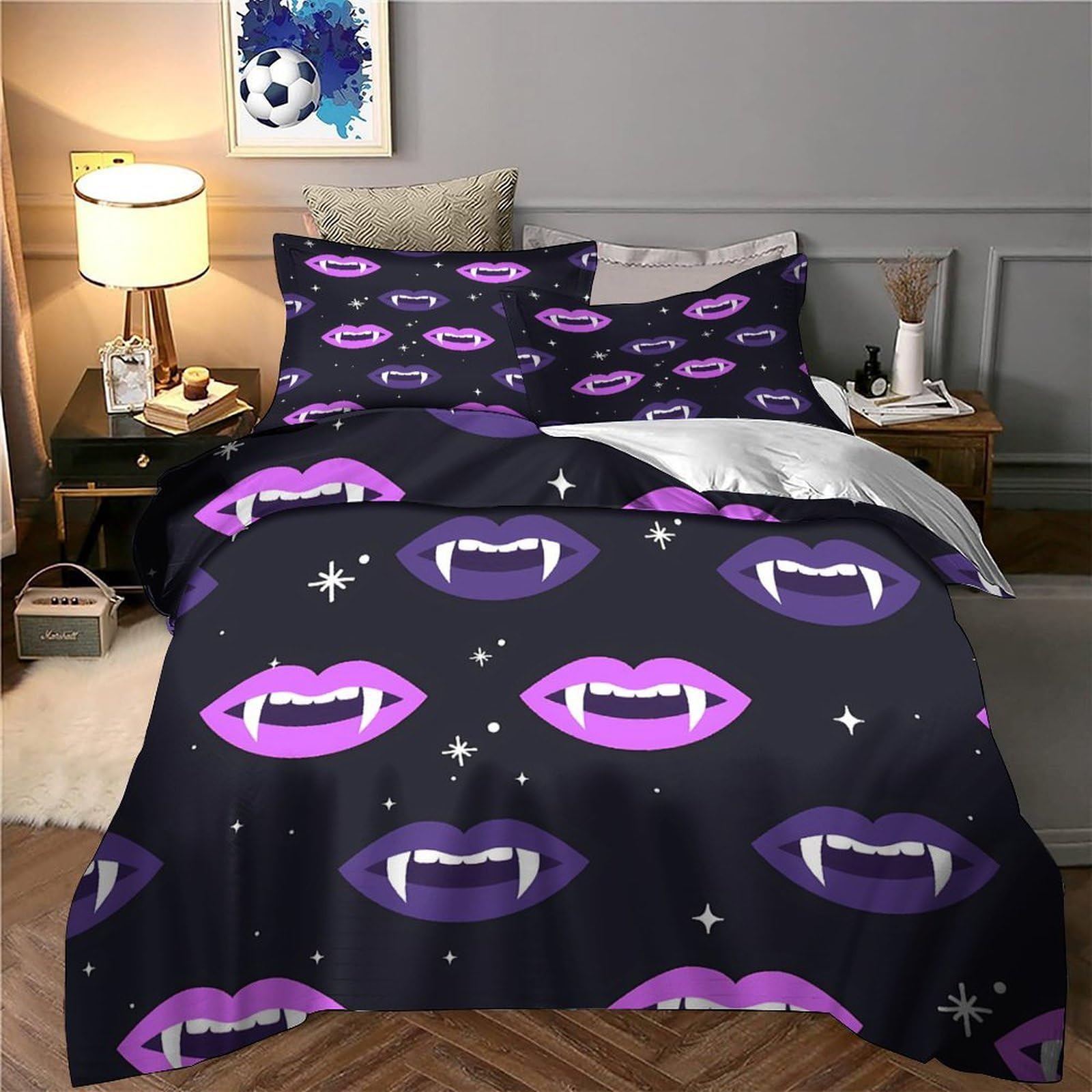 Tejido Texturizado Funda de Edredón con Fundas de Almohada 3 Piezas Diseño 3D Cremallera Oculta Transpirable Estilo de Sala de Estar Moderna Funda Edredon for niños y niñas King（220x240cm）