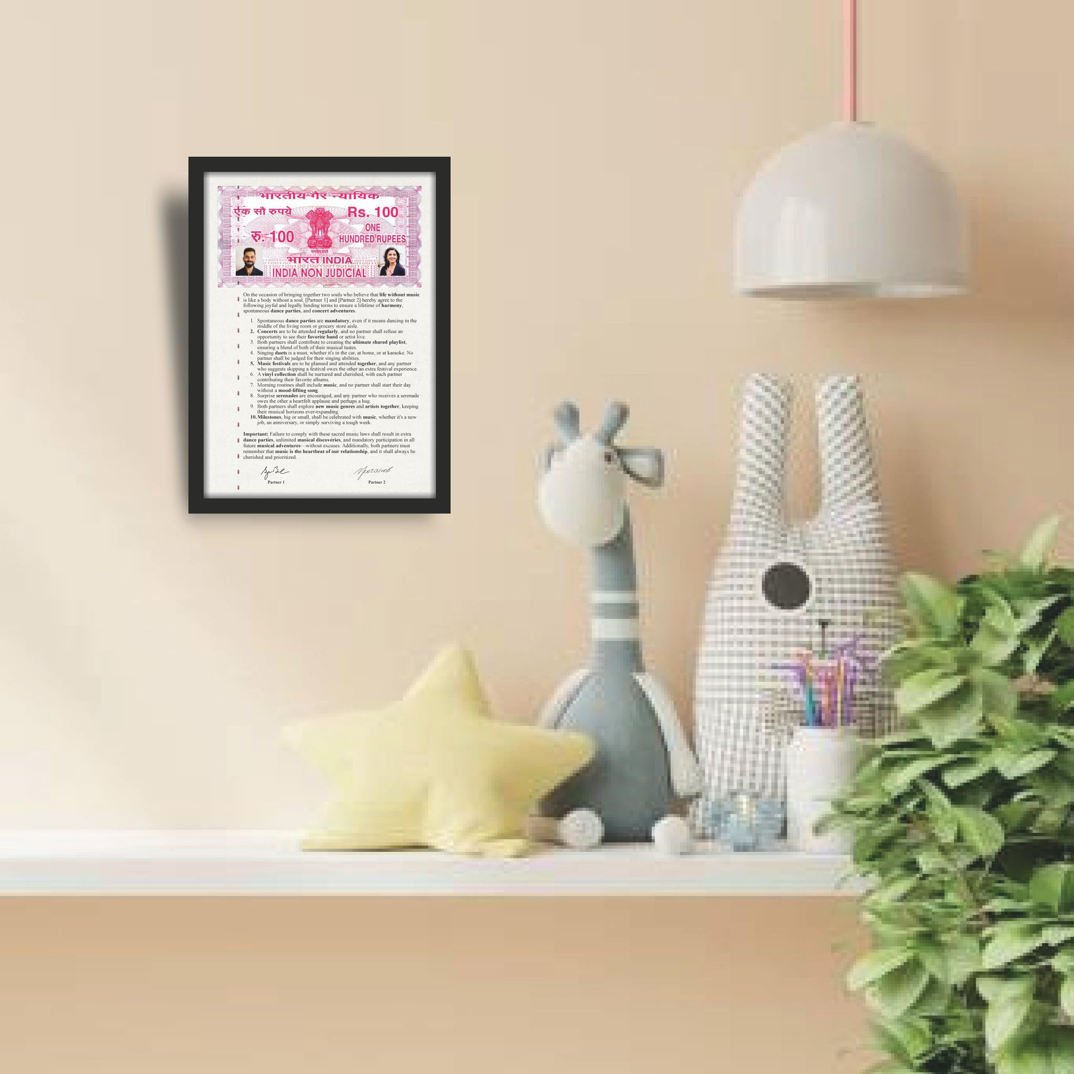 Music Lover Couple Relationship Contract Photo Frame – 9.25 x 12.8…