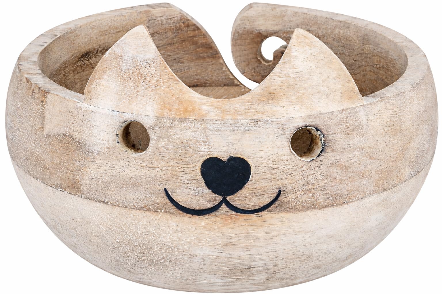 Gifts for Women Wooden Yarn Bowl Knitting Bowl Large Crochet Yarn Holder Handmade Crocheting Accessories and Supplies Organizer 7 x 3 CATGRAY