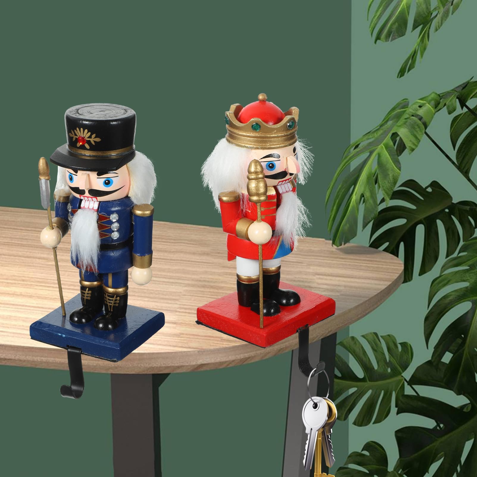 Weihnachtsstrumpfhaken: 1 Satz Niedlicher Weihnachts-Nussknacker-Kleiderbügel Nussknacker-Puppenfiguren-Strumpfhalter Für Den Kaminsims Für Die Weihnachtsdekoration Zu Hause