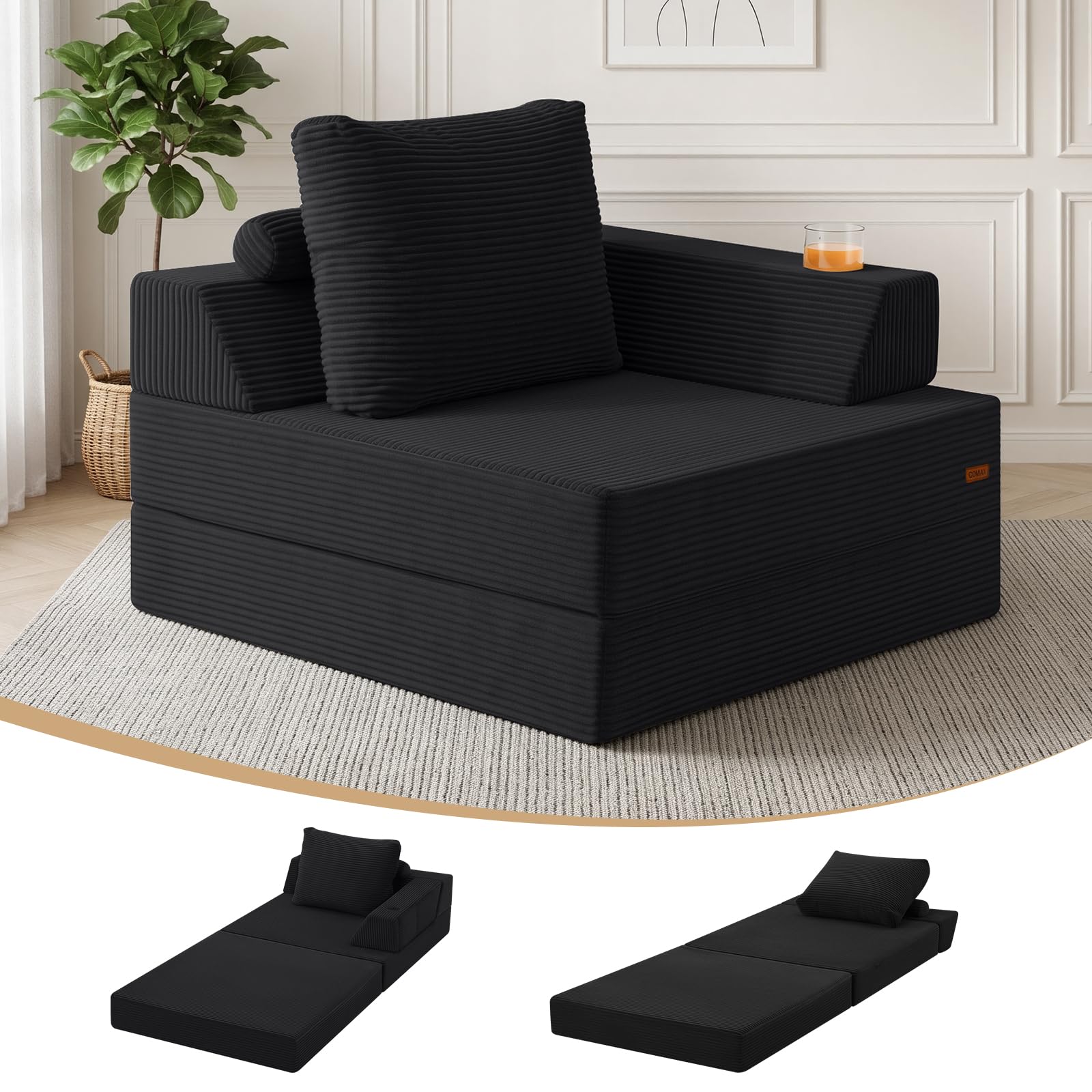 COMAX Folding Sofa Bed Chair Single Foldable Couch for Small Spaces Bedroom