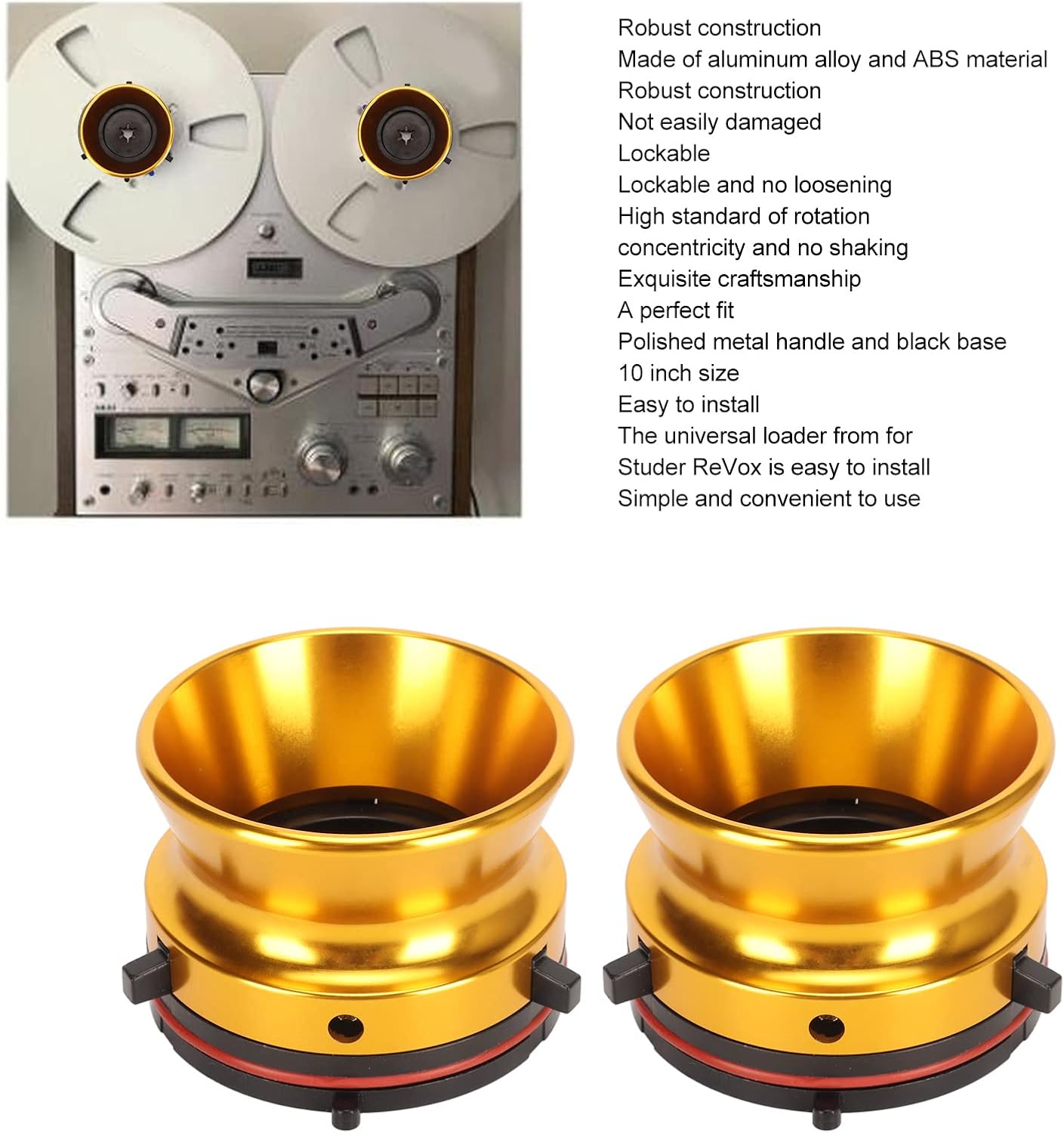 Beste bat view of the Diyeeni Nab Reel Hub Adaptors on a reel-to-reel player