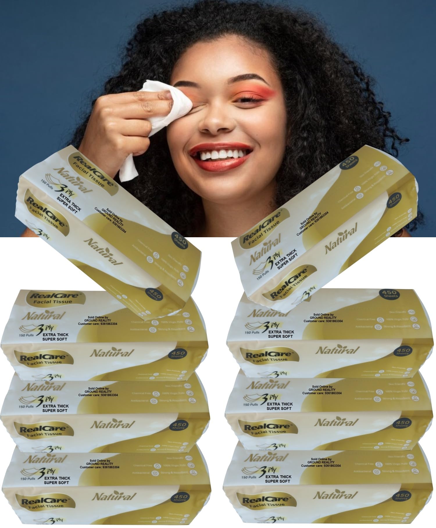 LUREME 1200 Sheets | 8 Pack Real Care Dry or Wet Dual Use Cotton Facial Tissue Makeup Remover Wipes for Face Cleaning, Ultra Soft Hospital Grade 3 Ply – Extra Thick Large Size 20x17cm Wipes-image-40