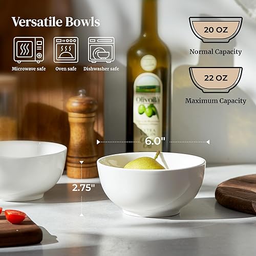 Miniatura 2 de Cuencos para postrearroz Dowan de 10 oz 4paquetes color blanco apilable 6 pulgadas Blanco set de 4 White - Set of 4