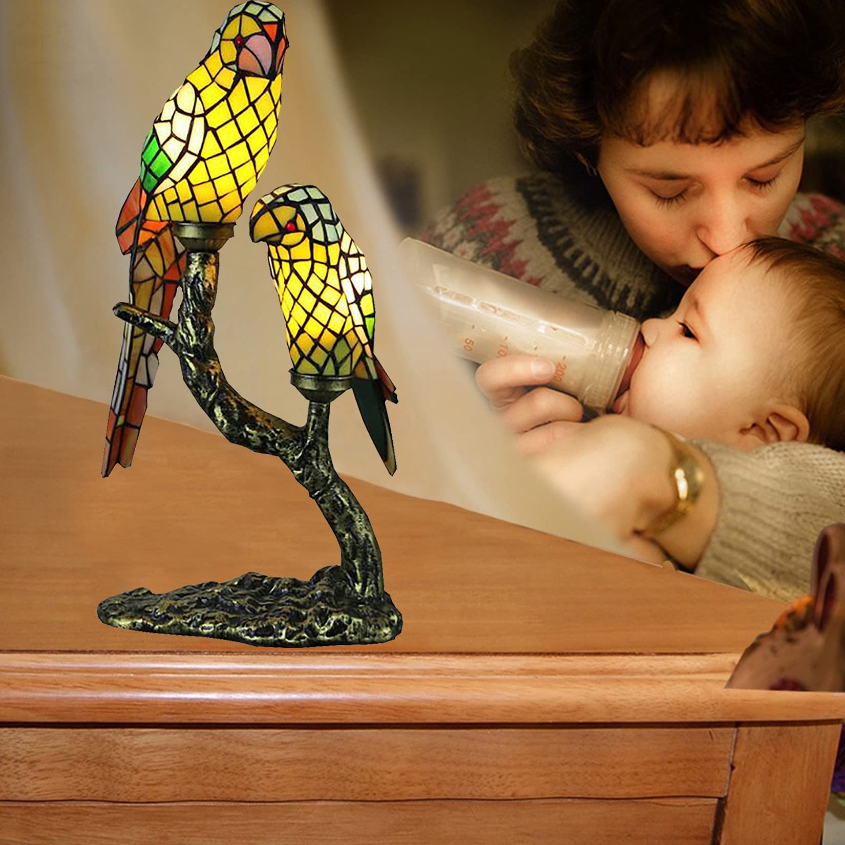 オウムのステンドグラスランプ オウムのステンドグラスランプ