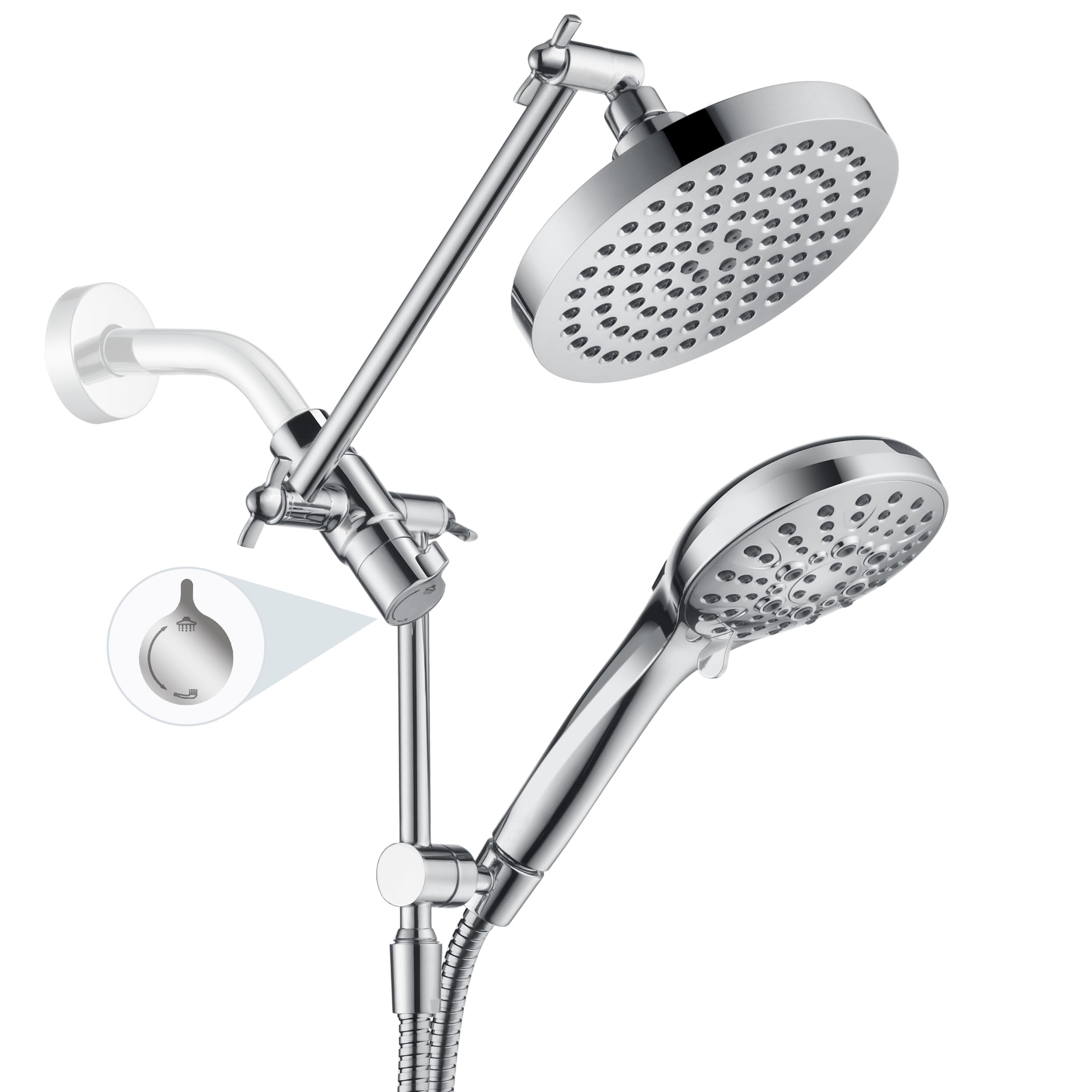 BRIGHT SHOWERS Rain Shower Head with Handheld Spray