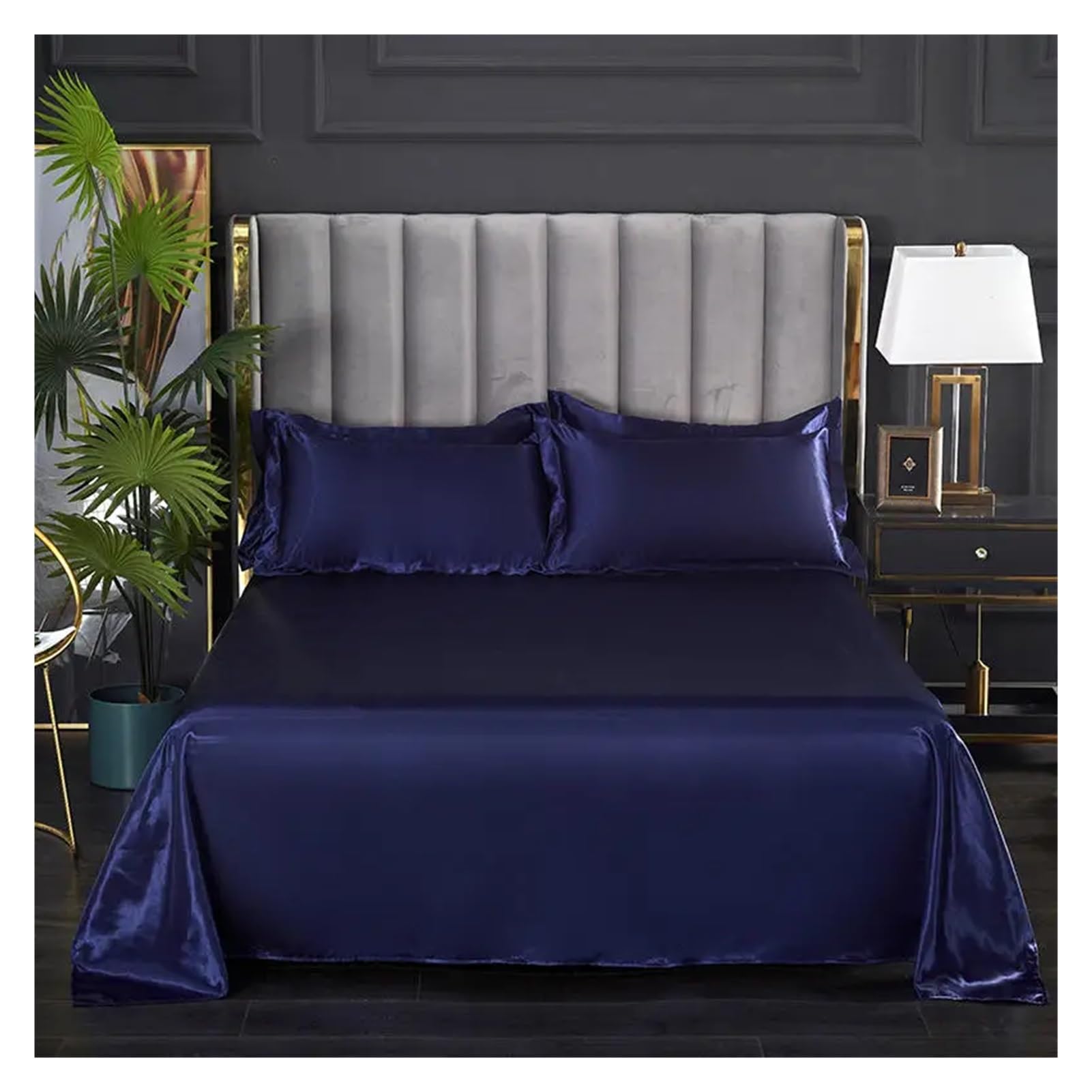 LPHFDCS Silk Bed Sheets 1 pc Bed Sheet for Summer Ice Cool Fabric Top Sheets Satin Smooth Flat Bed Sheet for Double Bedding Ice Silk Sheets(Color3,250x230cm 98x90inch)