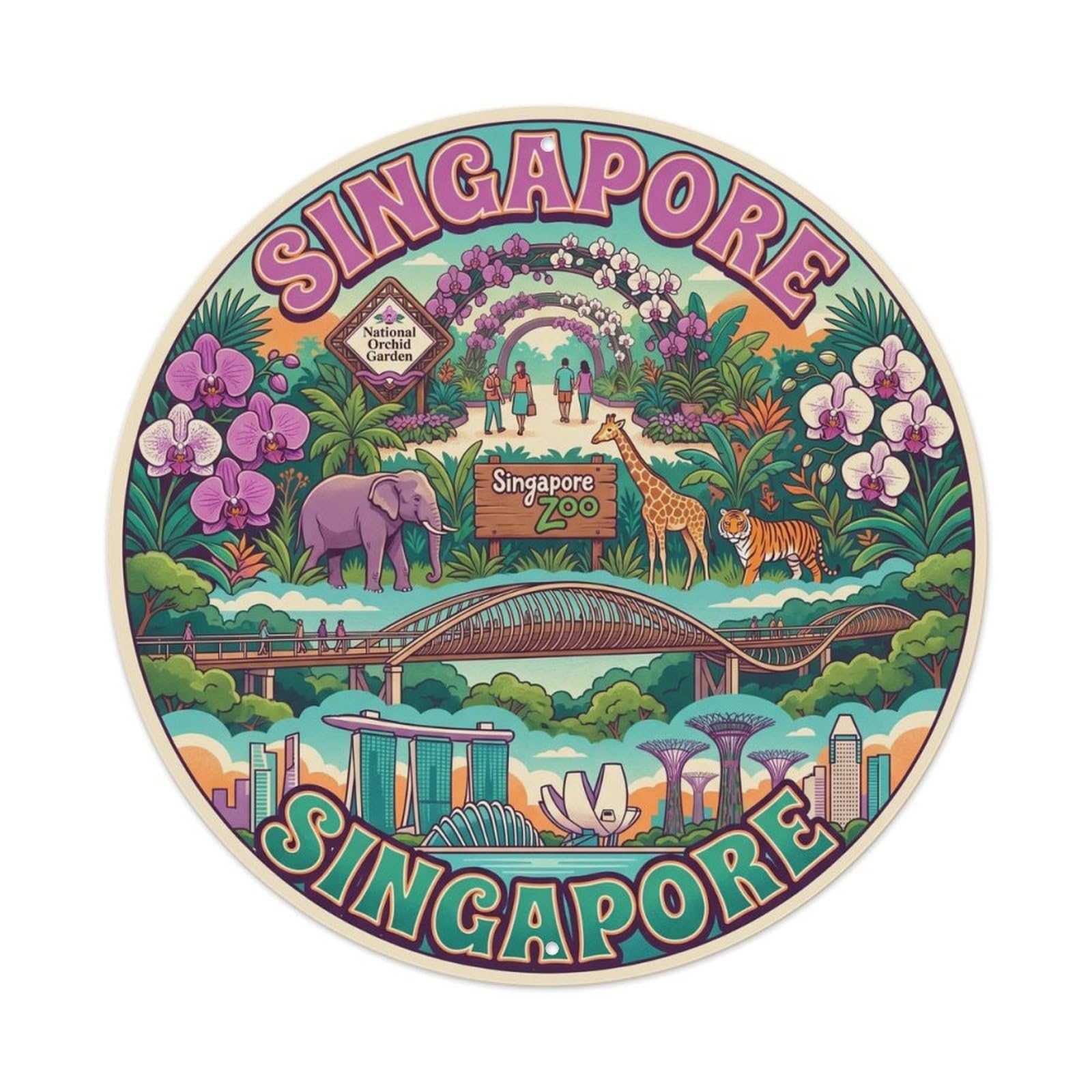 Vintage Travel Singapore Orchid Garden Metal Tin Sign