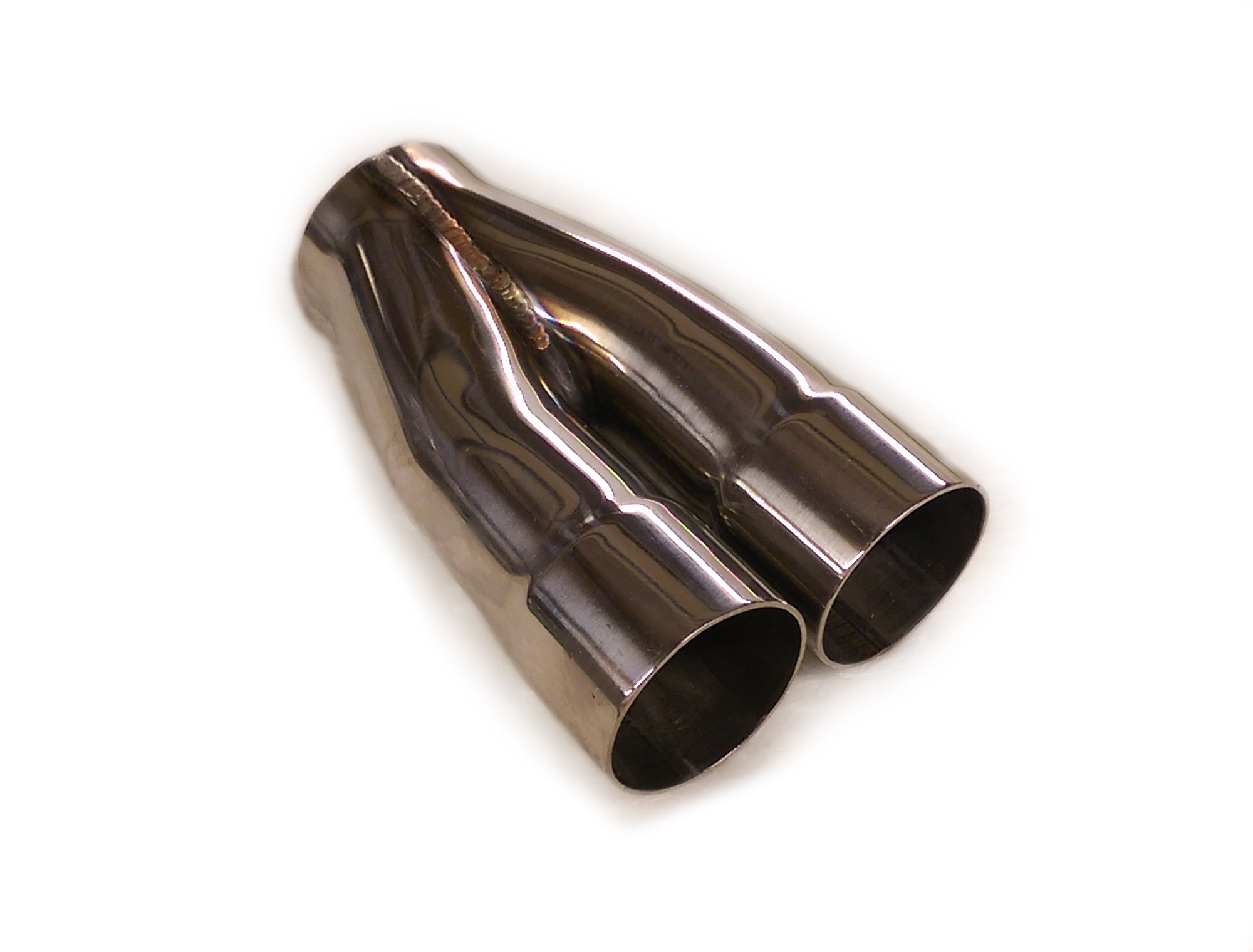 Collettore congiunto a Y,da 2 a 1, 38 mm, in acciaio INOX lucidato