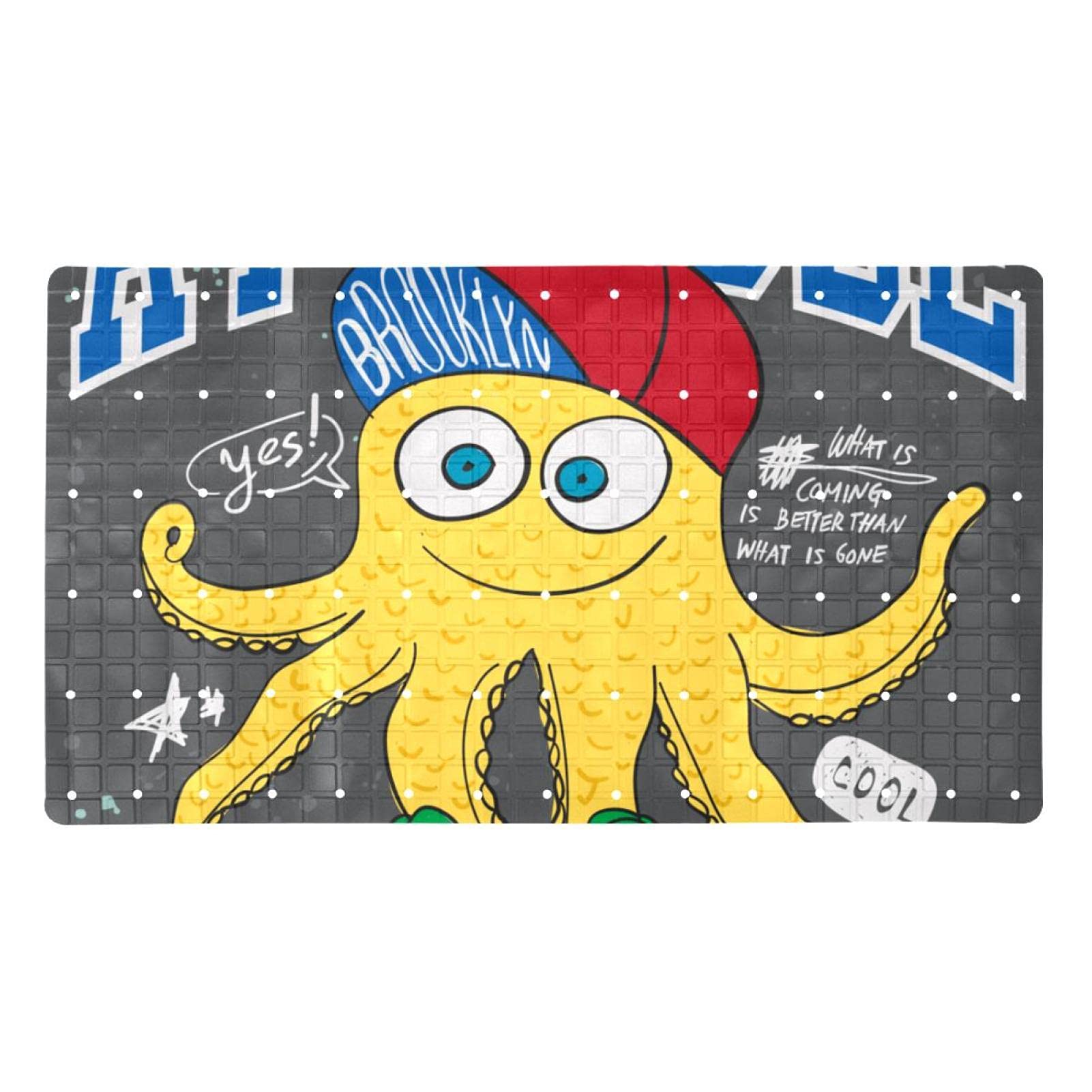Alfombrilla de baño antideslizante con ventosas diseño de pulpo amarillo para ducha infantil
