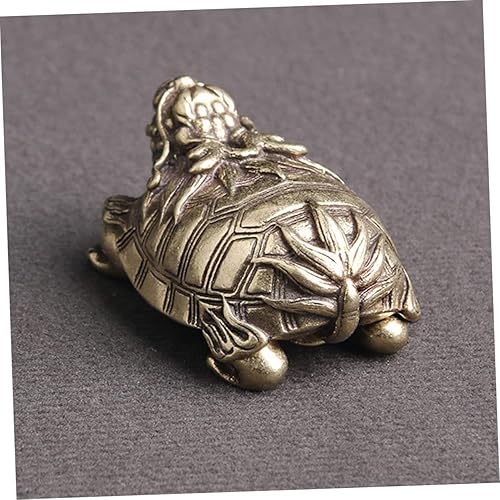 Miniatura 9 de PRETYZOOM 1pc Tea Pet Chinese Feng Shui Brass Miniature Animal Figurines Brass Turtle Sculpture Mini Figurines Sea Decor Ornament Home Desktop