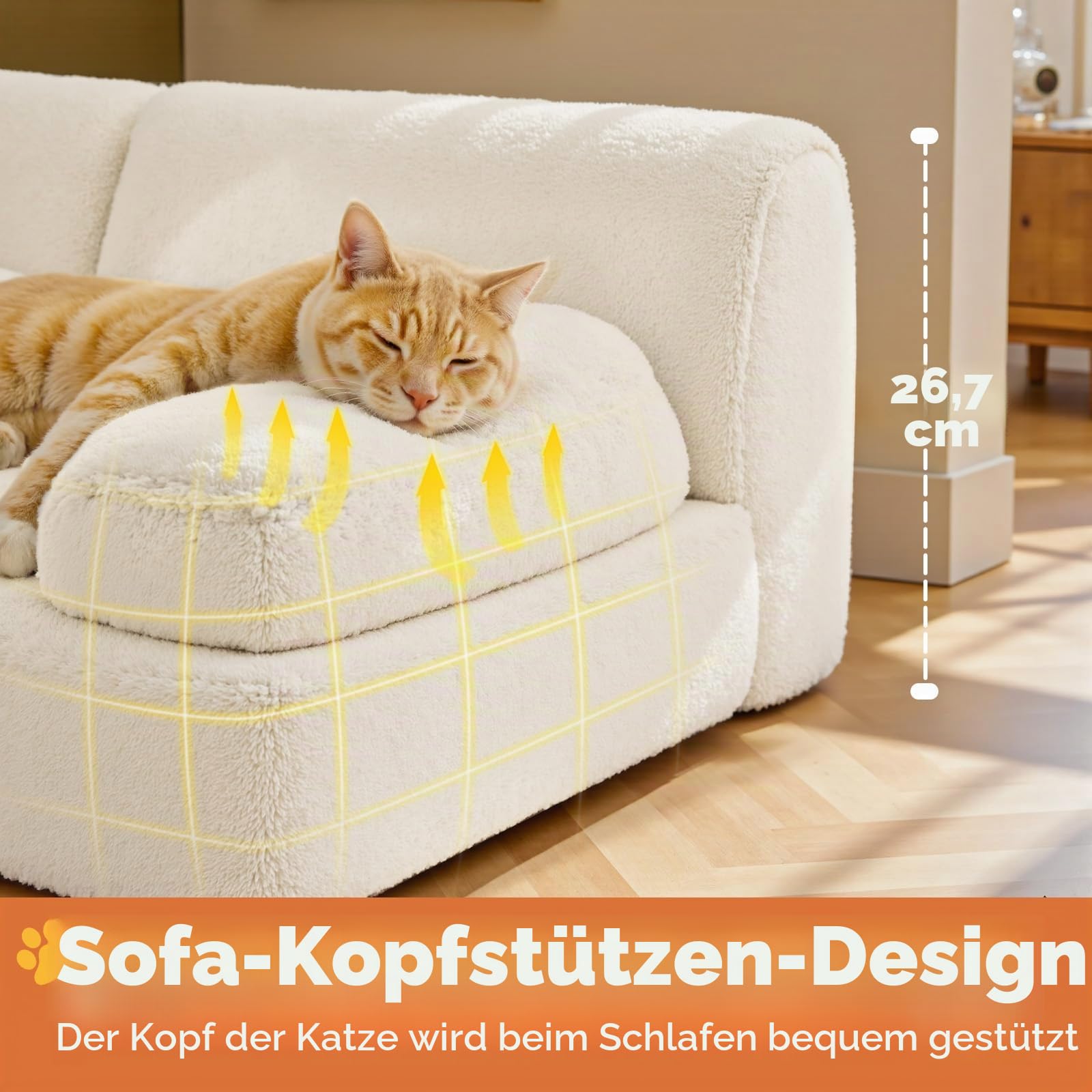 Gimars Große Katzen Bett für Katzen und Kleine Hunde – 10% mehr Füllung, Orthopädisches, Flauschiges, Waschbares Katzenbett mit Rand, Abnehmbarem Bezug und Rutschfester Unterseite, 66 x 50 x 30 cm