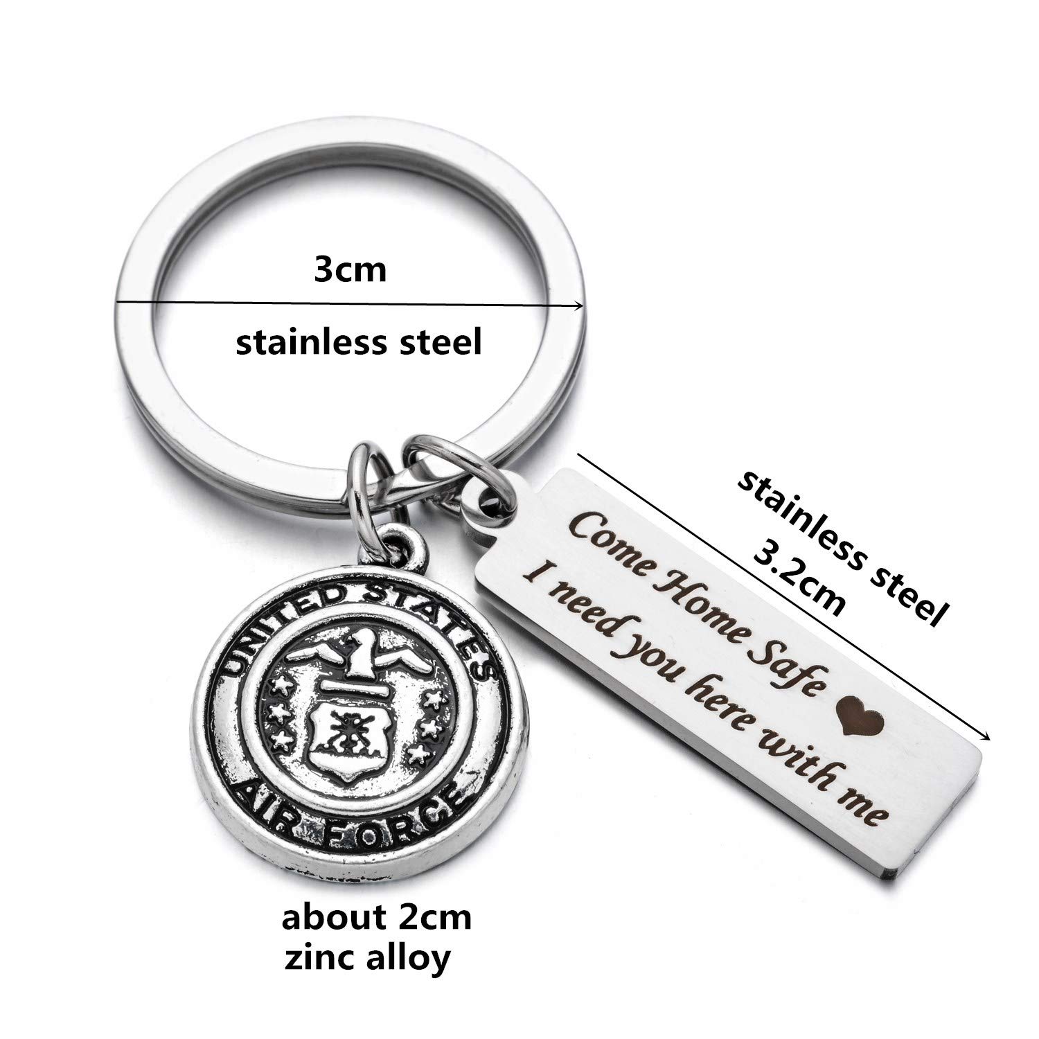 Drive Safe Charms Keychain Come Home Safe I Need You Here With Me Dad Husband Boyfriend Gift Key Ring (air force)