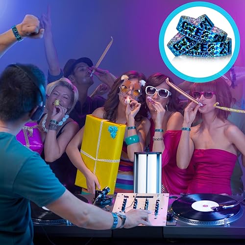 Vista 34 de Ferraycle 500 pulseras para más de 21 pulseras holográficas para eventos, pulseras de plástico para fiestas, pulseras impermeables para eventos